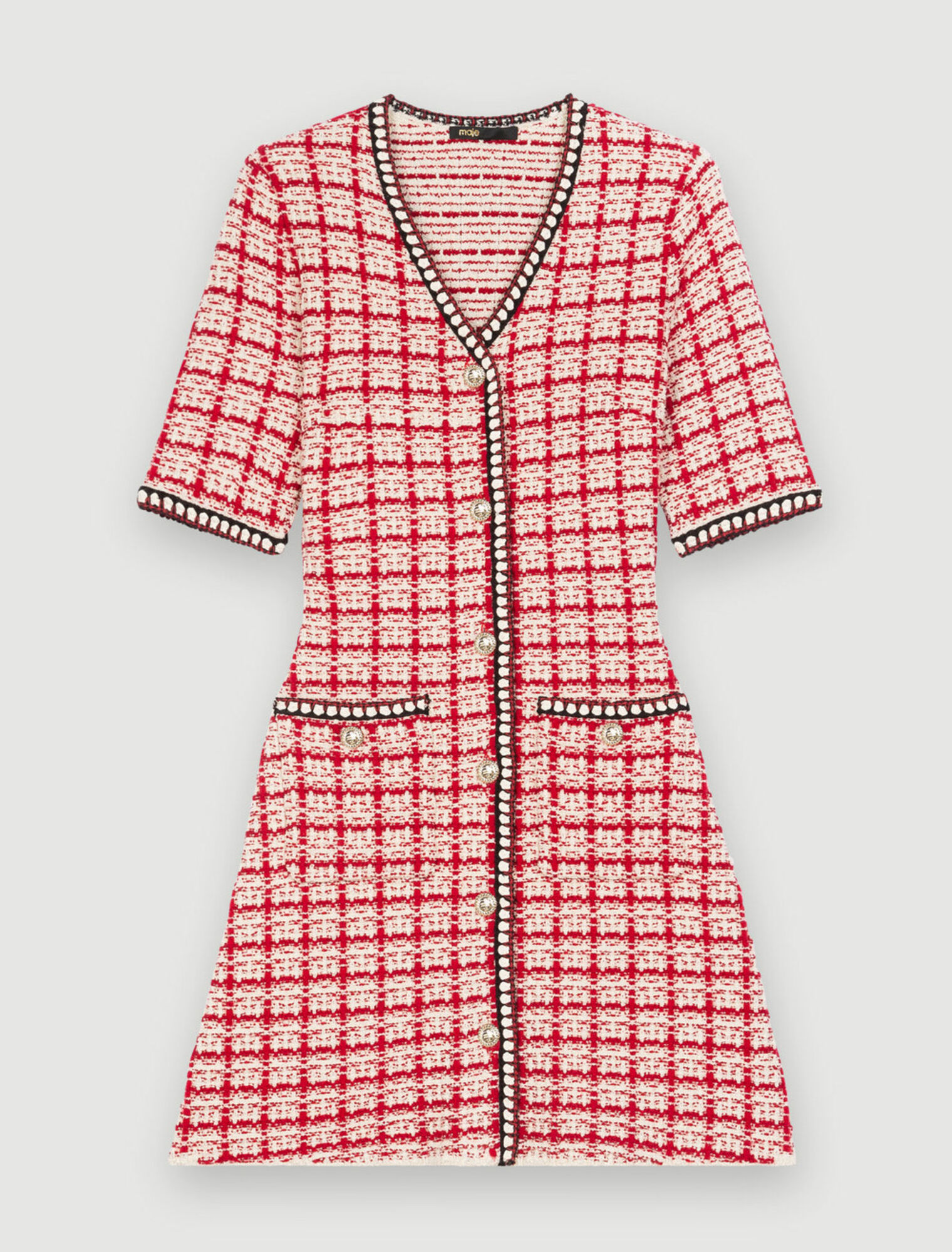 Abito in maglia stile tweed a quadri