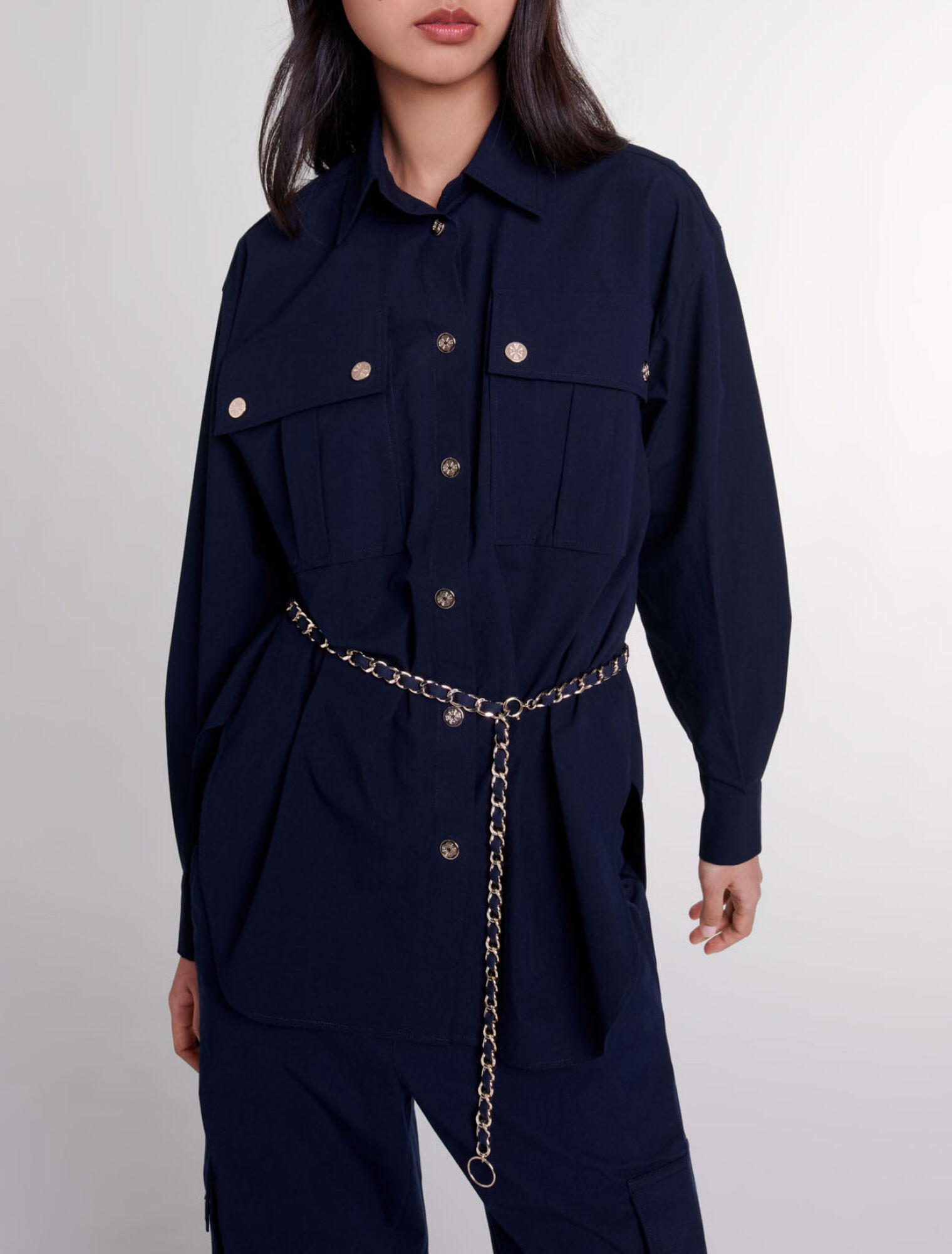 Camicia lunga con cintura 