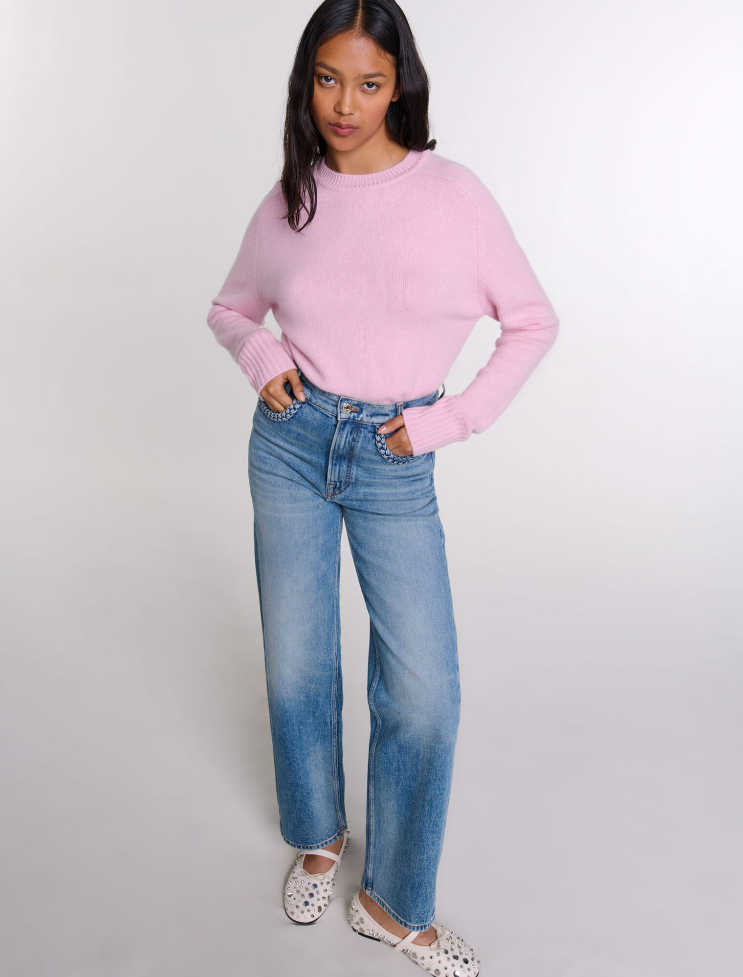 Jeans dritti dettagli intrecciati