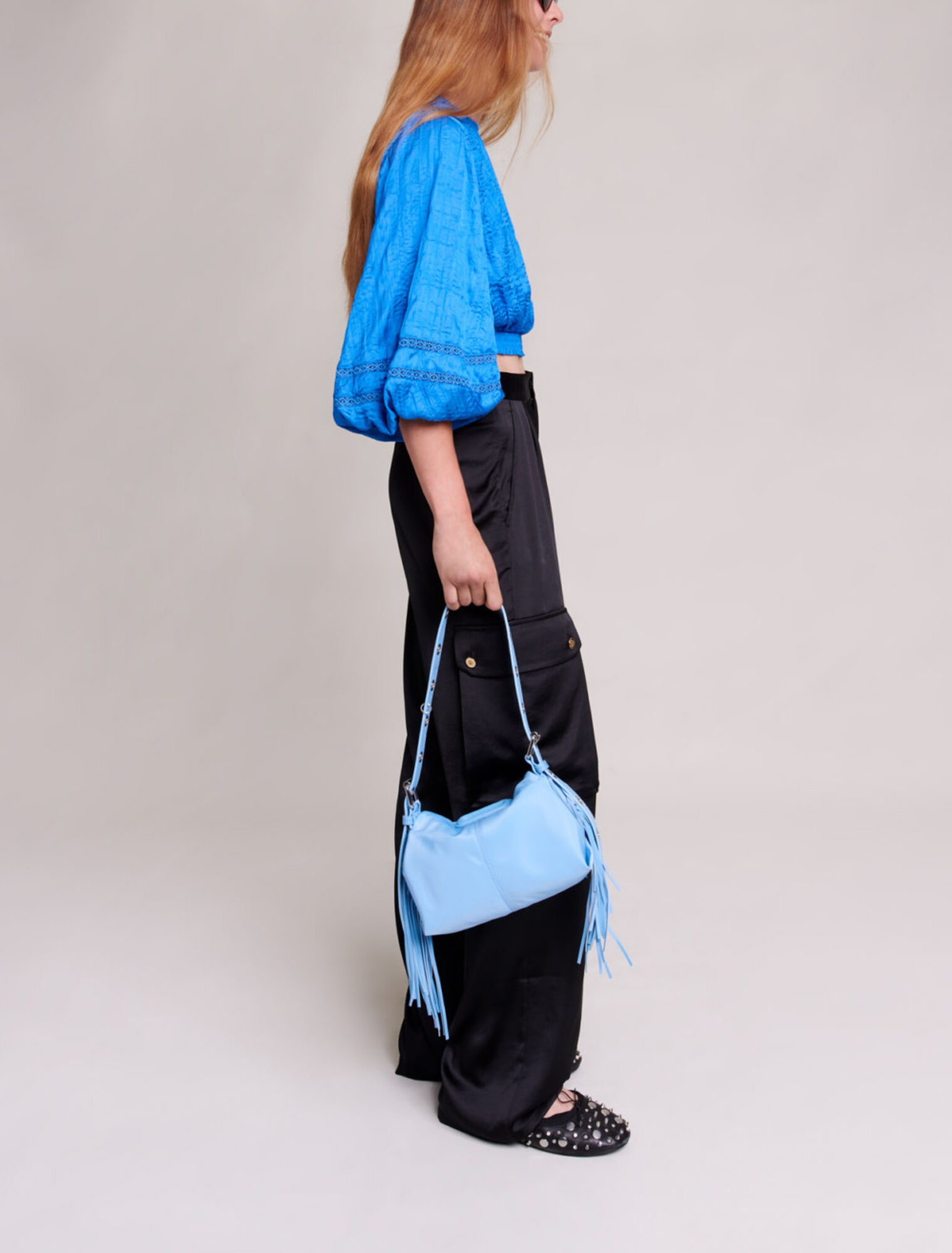 Pantaloni cargo satinati