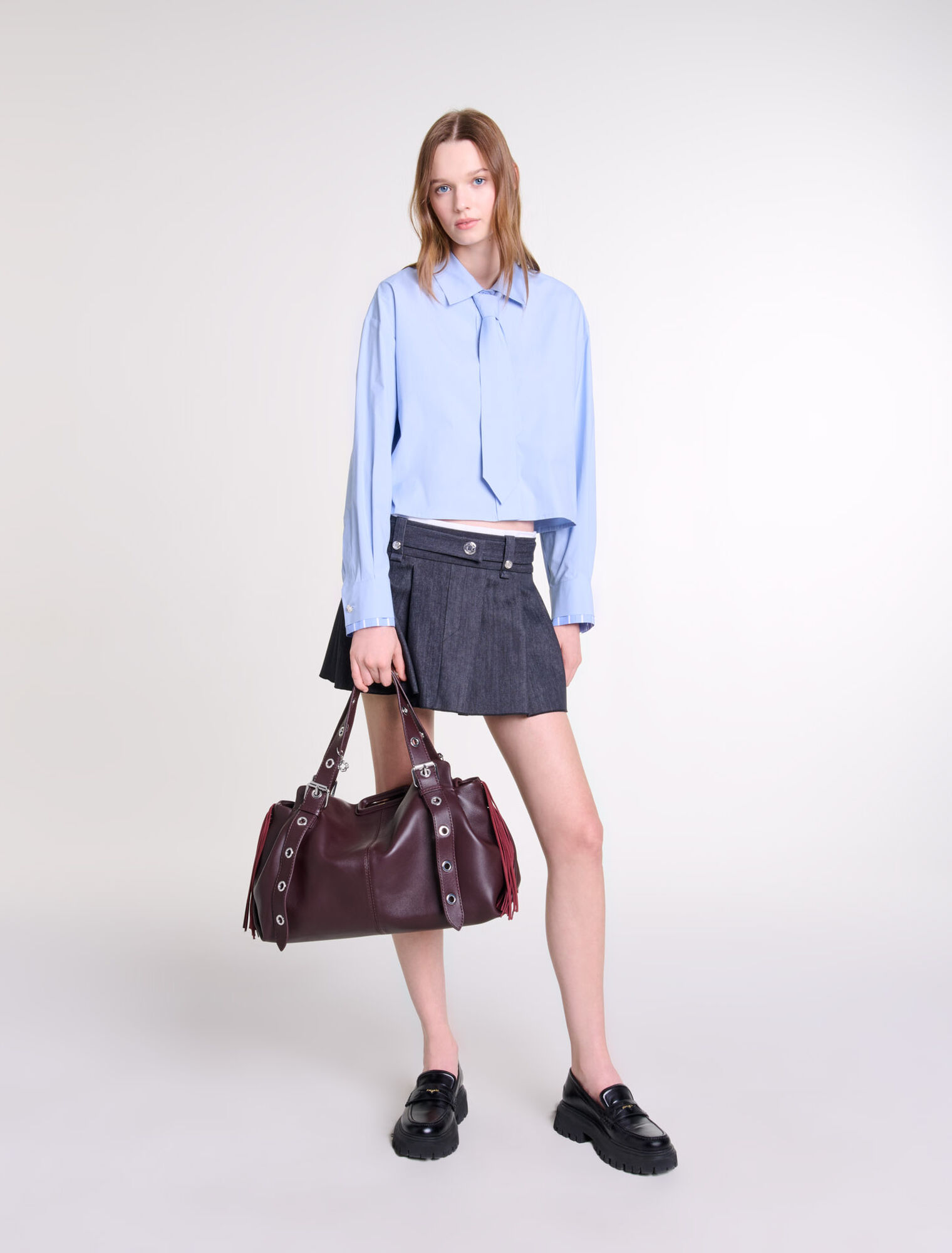 Minigonna nera effetto jeans