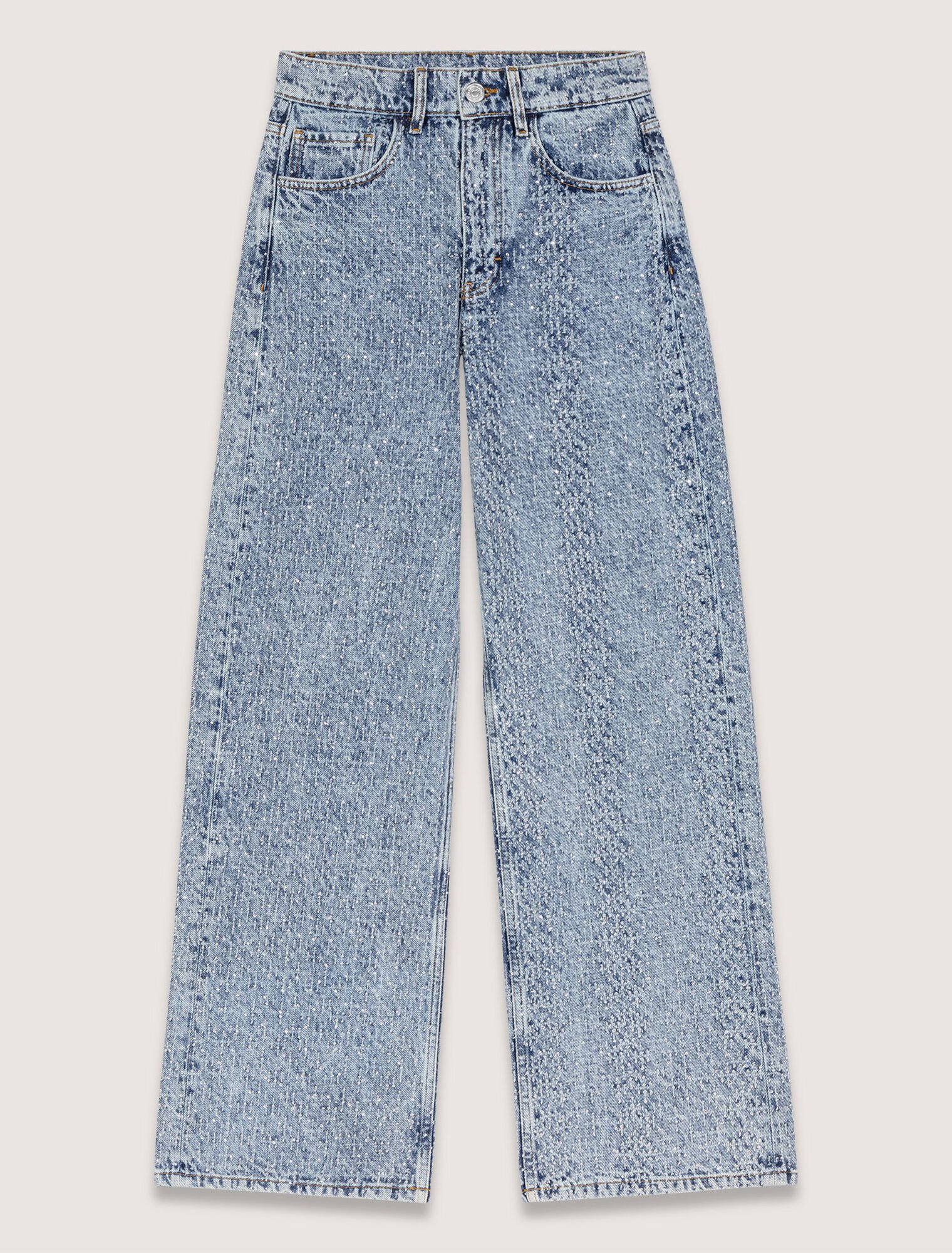 Jeans larghi decorati con strass