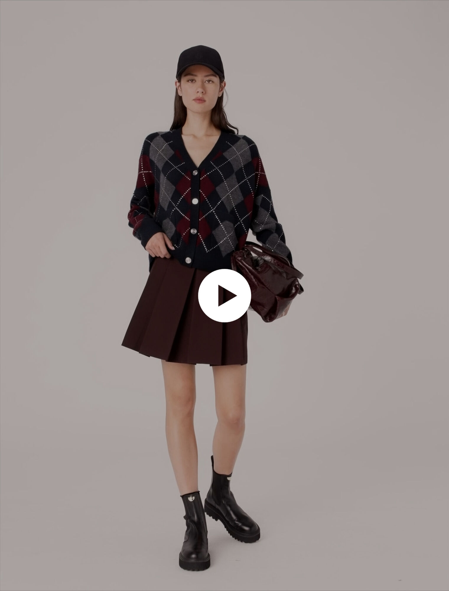 Cardigan corto con motivo argyle