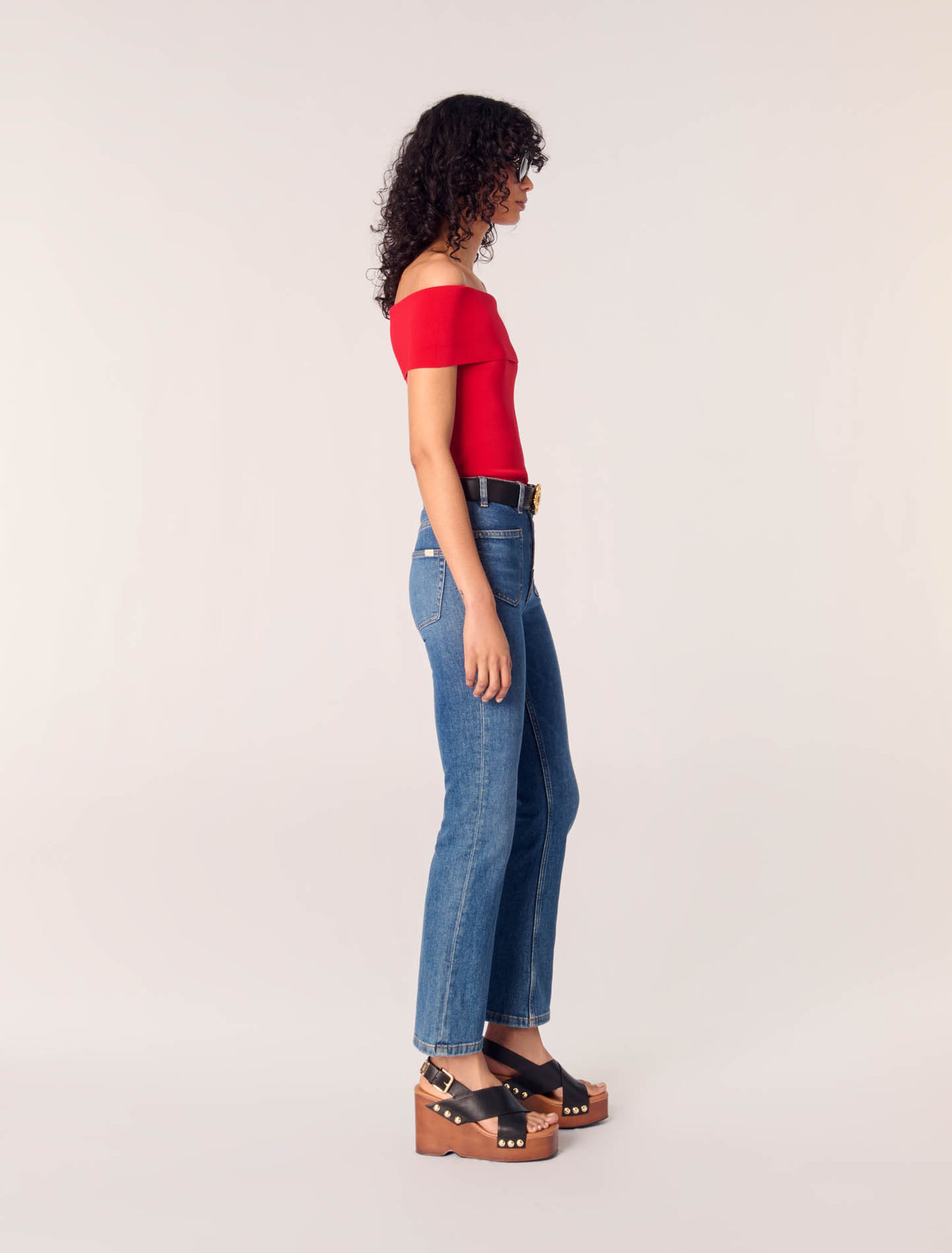 Top scollo bardot in maglia a coste