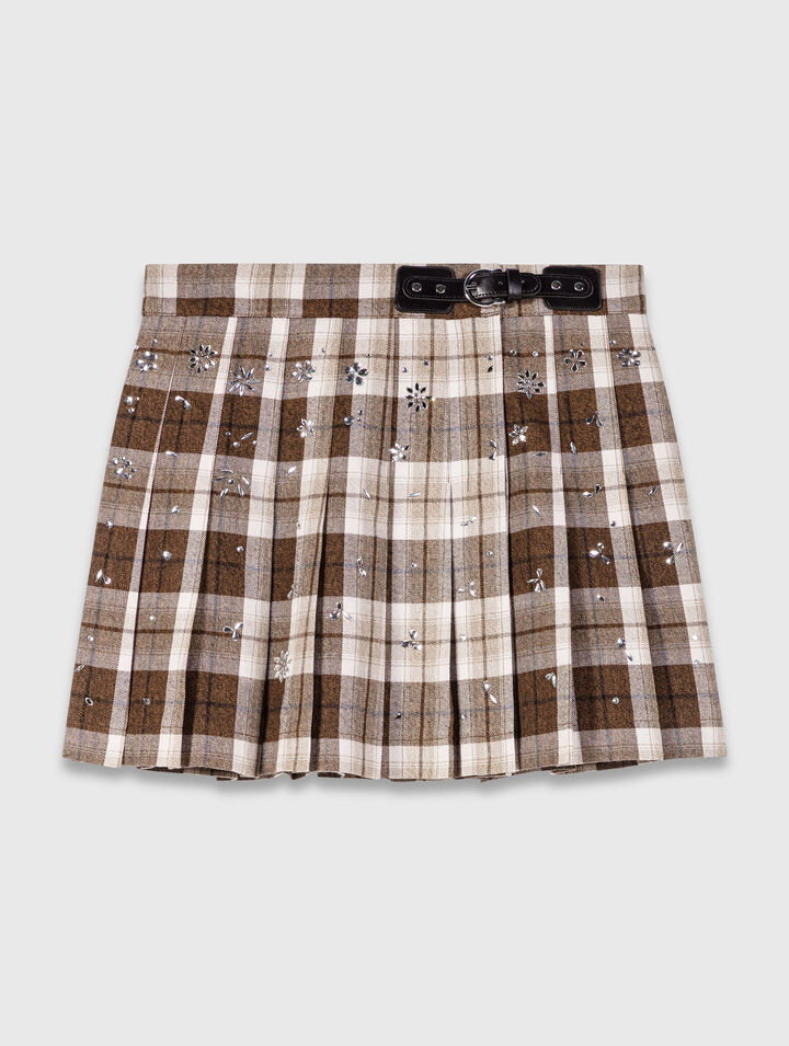 Gonna kilt a quadri con strass
