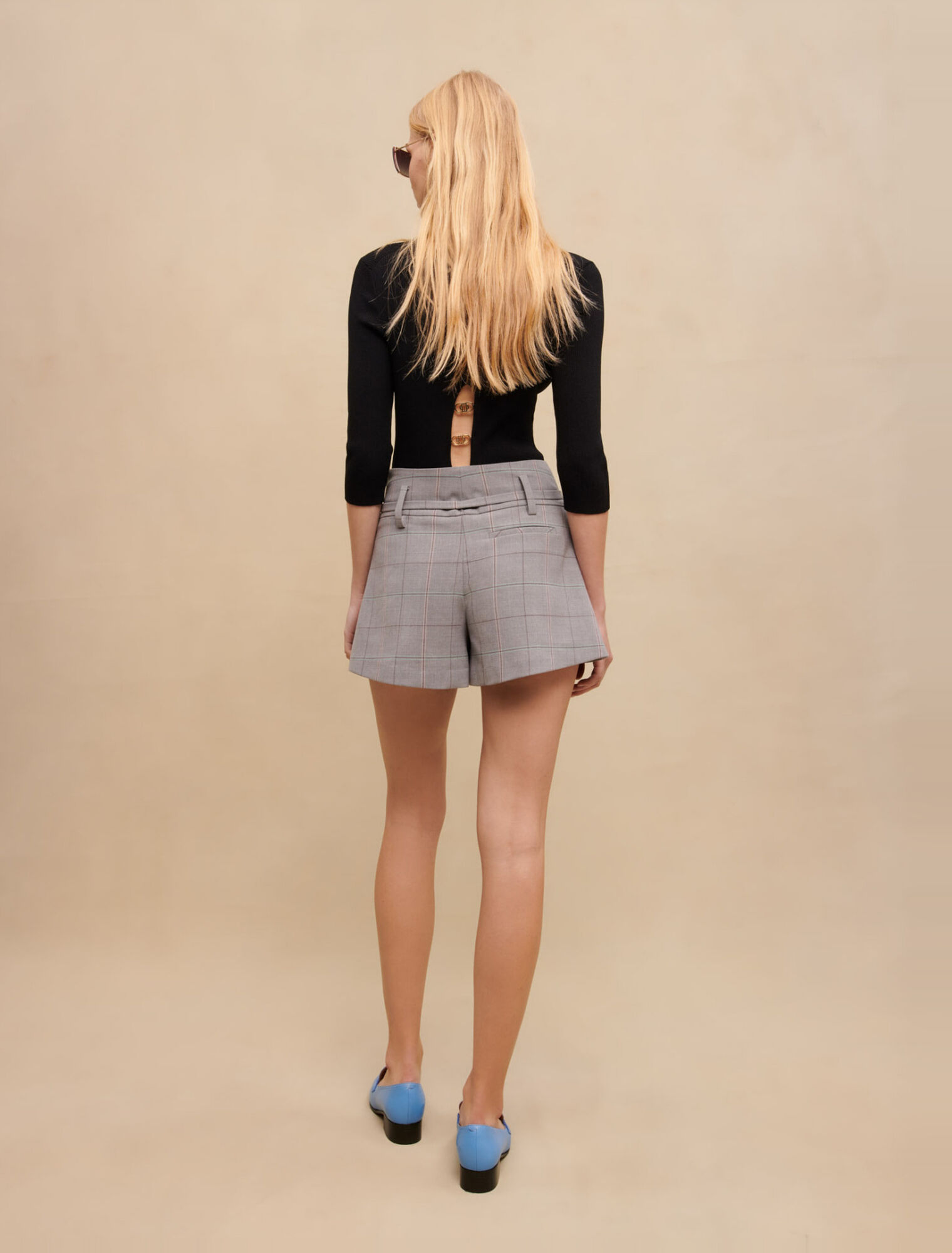 Mini short a quadri grigi