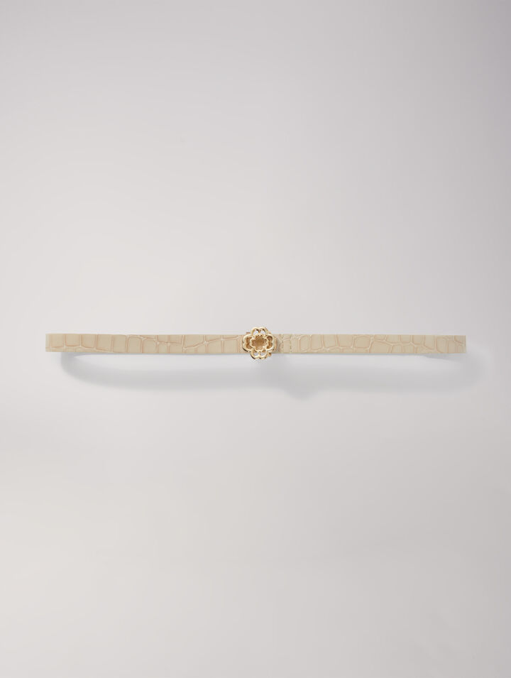 Cintura sottile pelle fibbia Clover