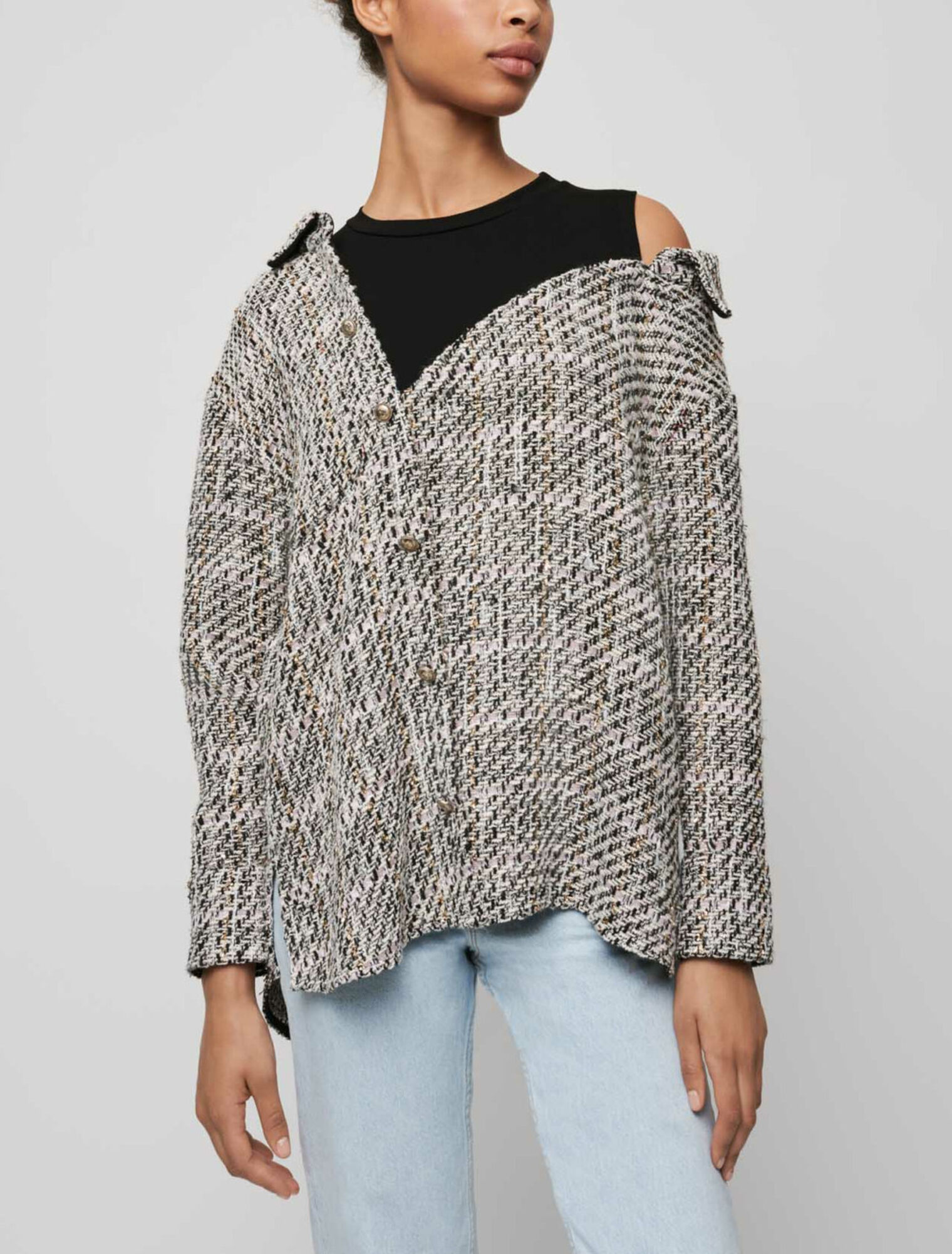 Camicia in tweed trompe-l'oeil