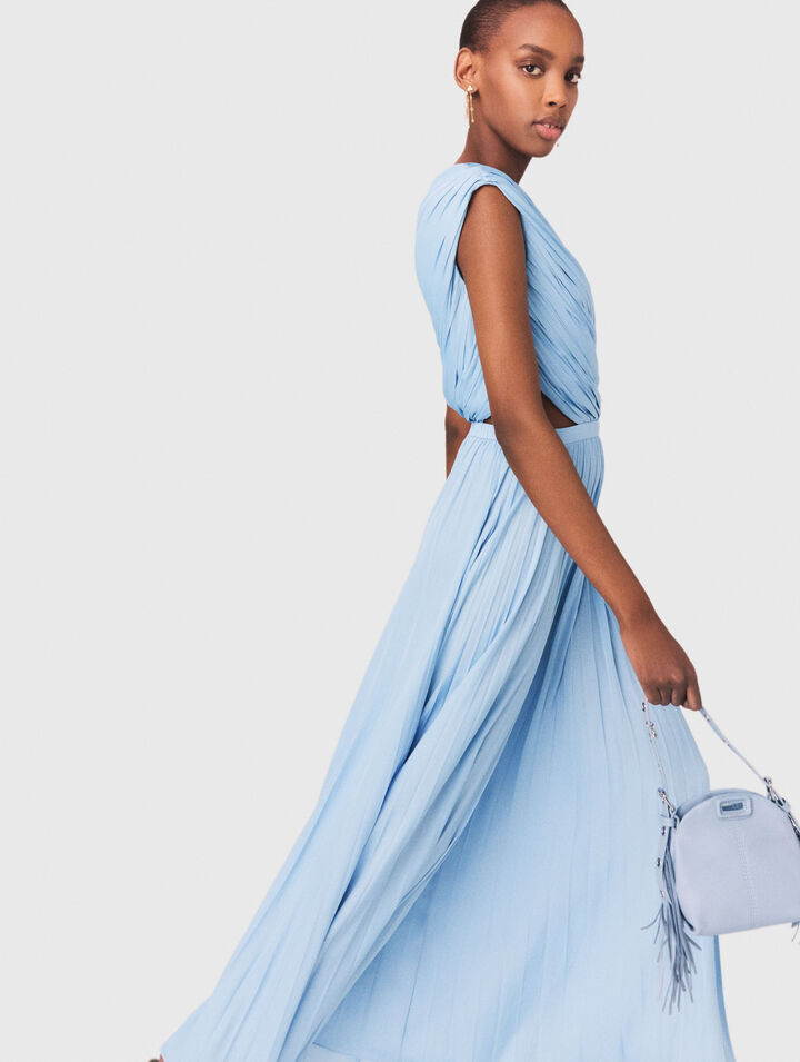 Abito lungo plissettato asimmetrico