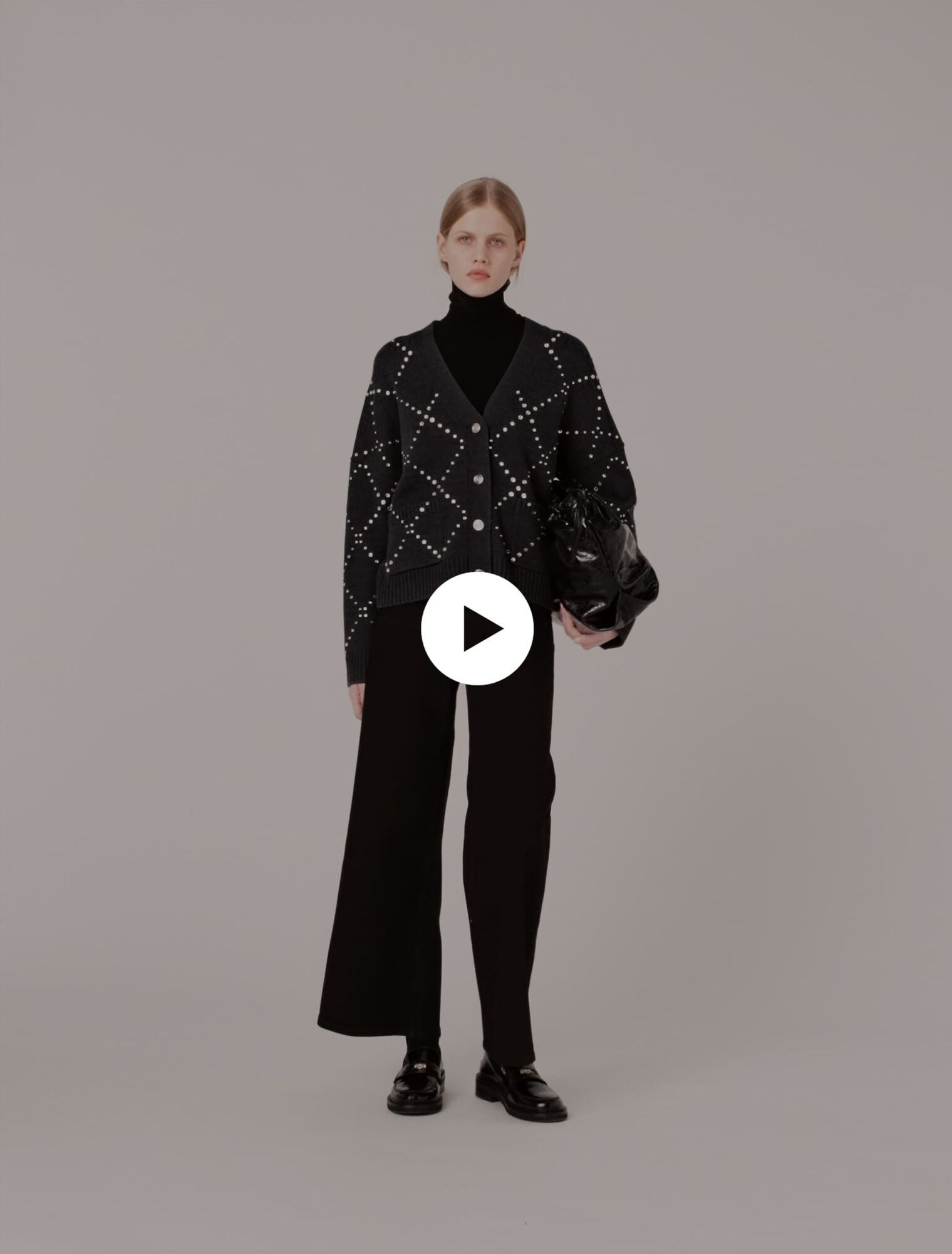 Cardigan a quadri con strass