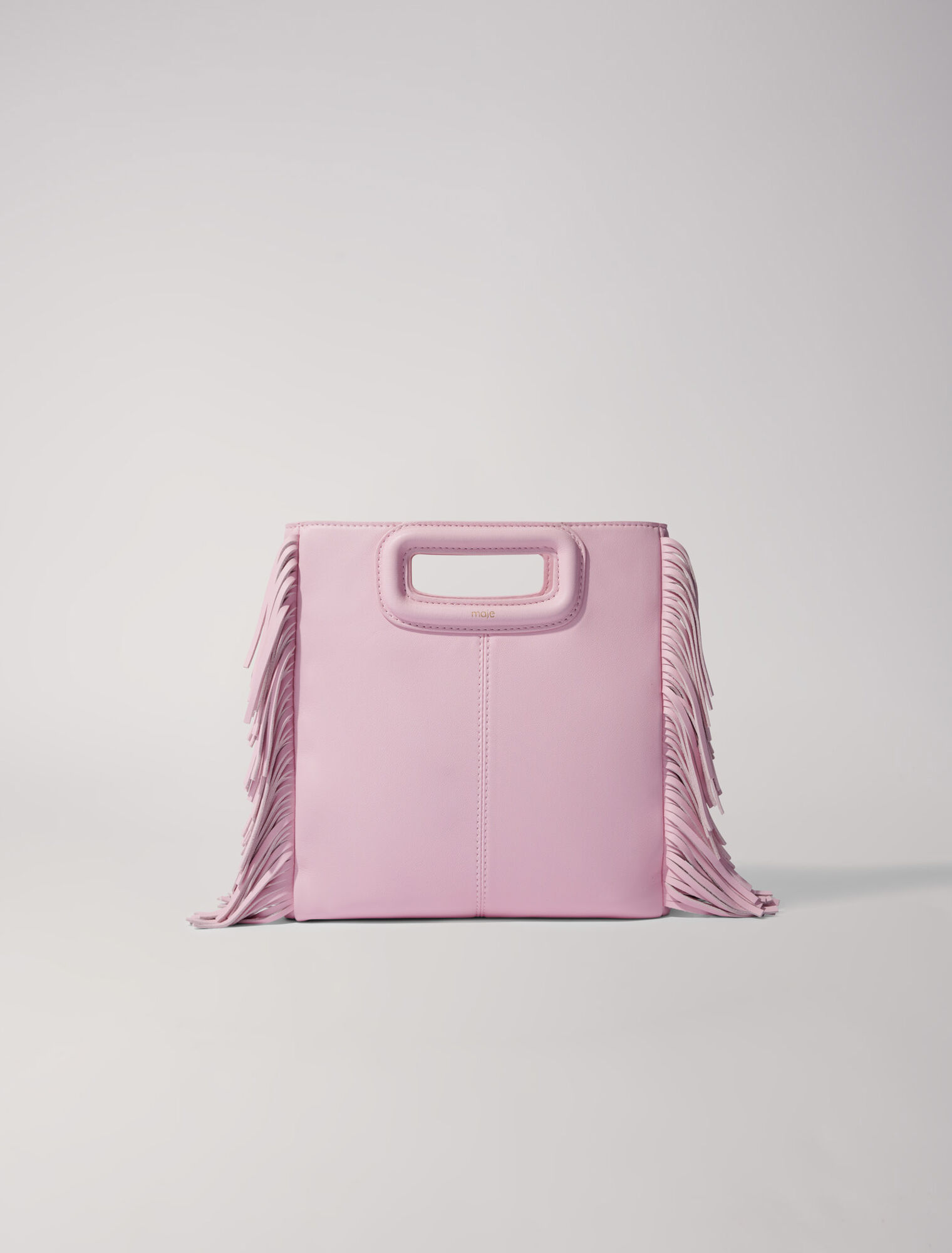 Borsa M con frange in pelle liscia