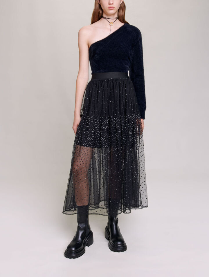 Gonna lunga in tulle a pois glitter