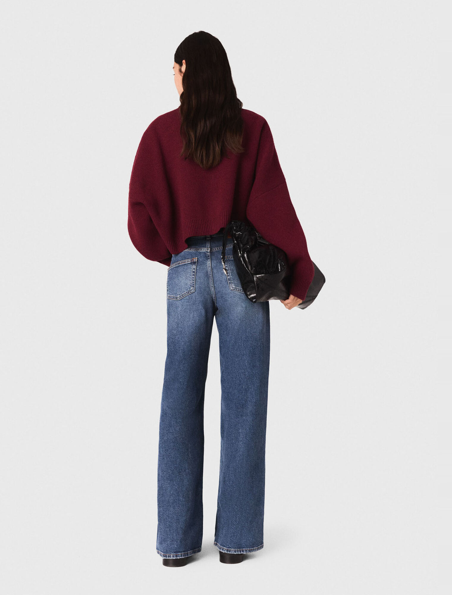 Cardigan cropped in misto lana
