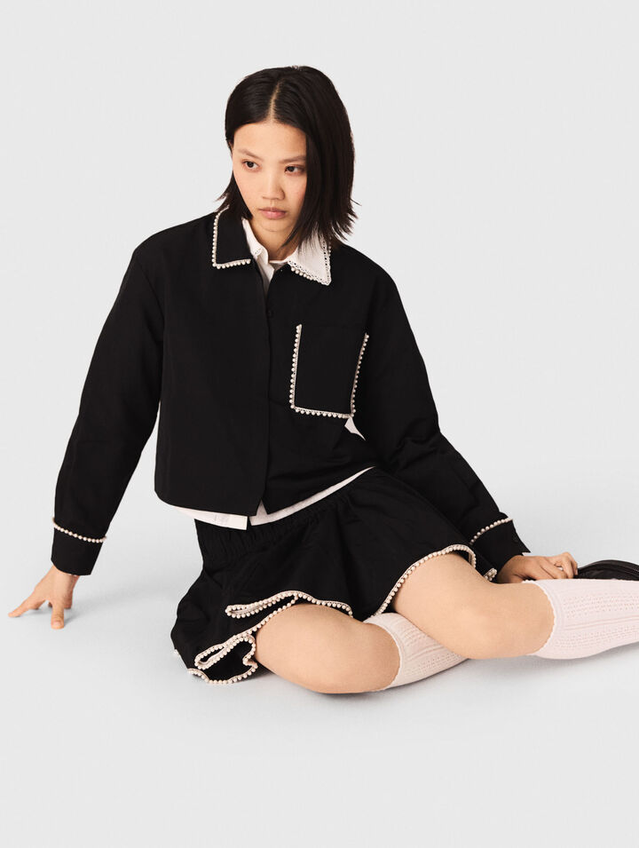 Gonna in taffetà con dettagli perle