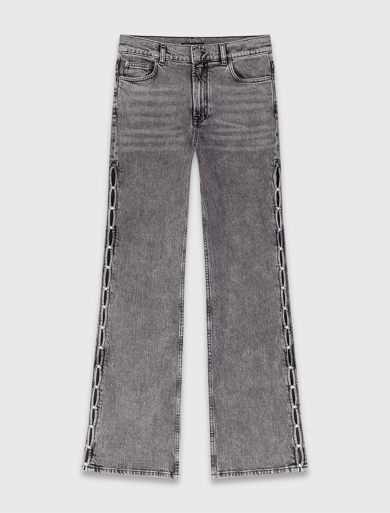 Jeans larghi con perle
