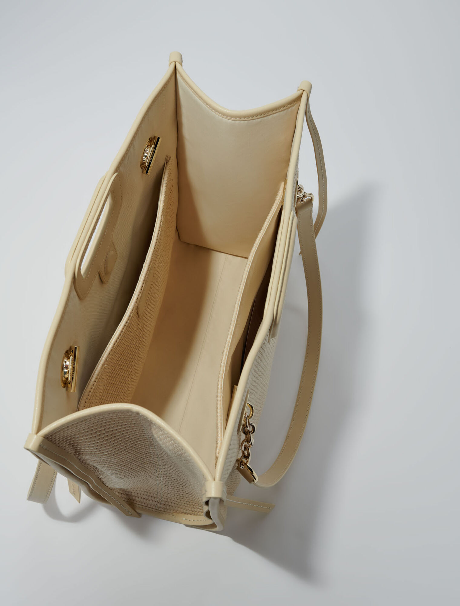 Tote bag in tessuto effetto rafia