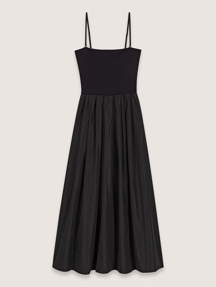 Abito bustier in maglia e taffetà