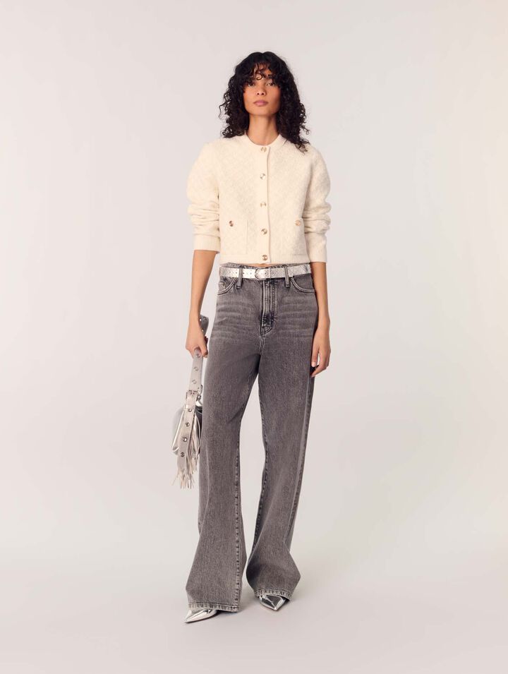 Cardigan corto effetto tweed