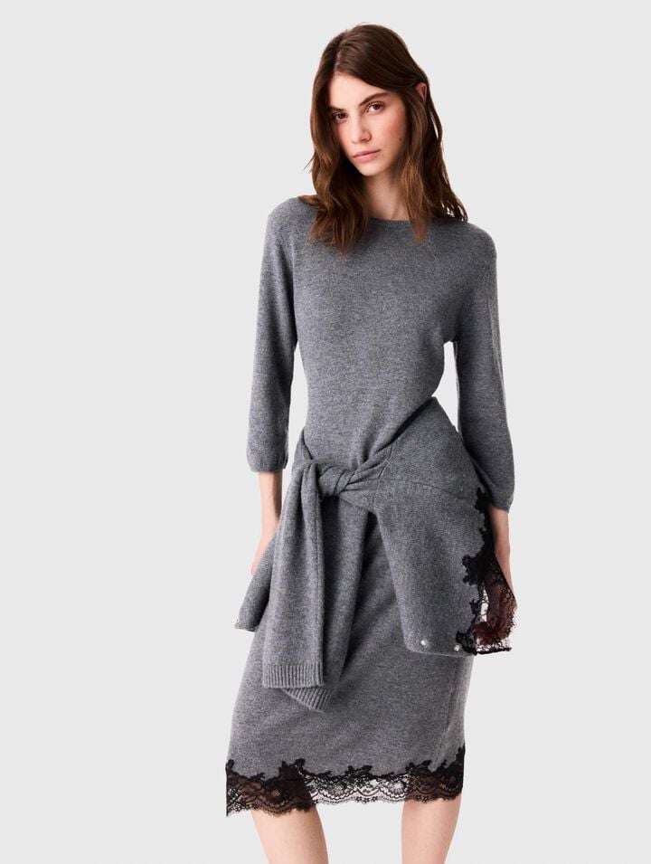 Abito con inserto in pizzo