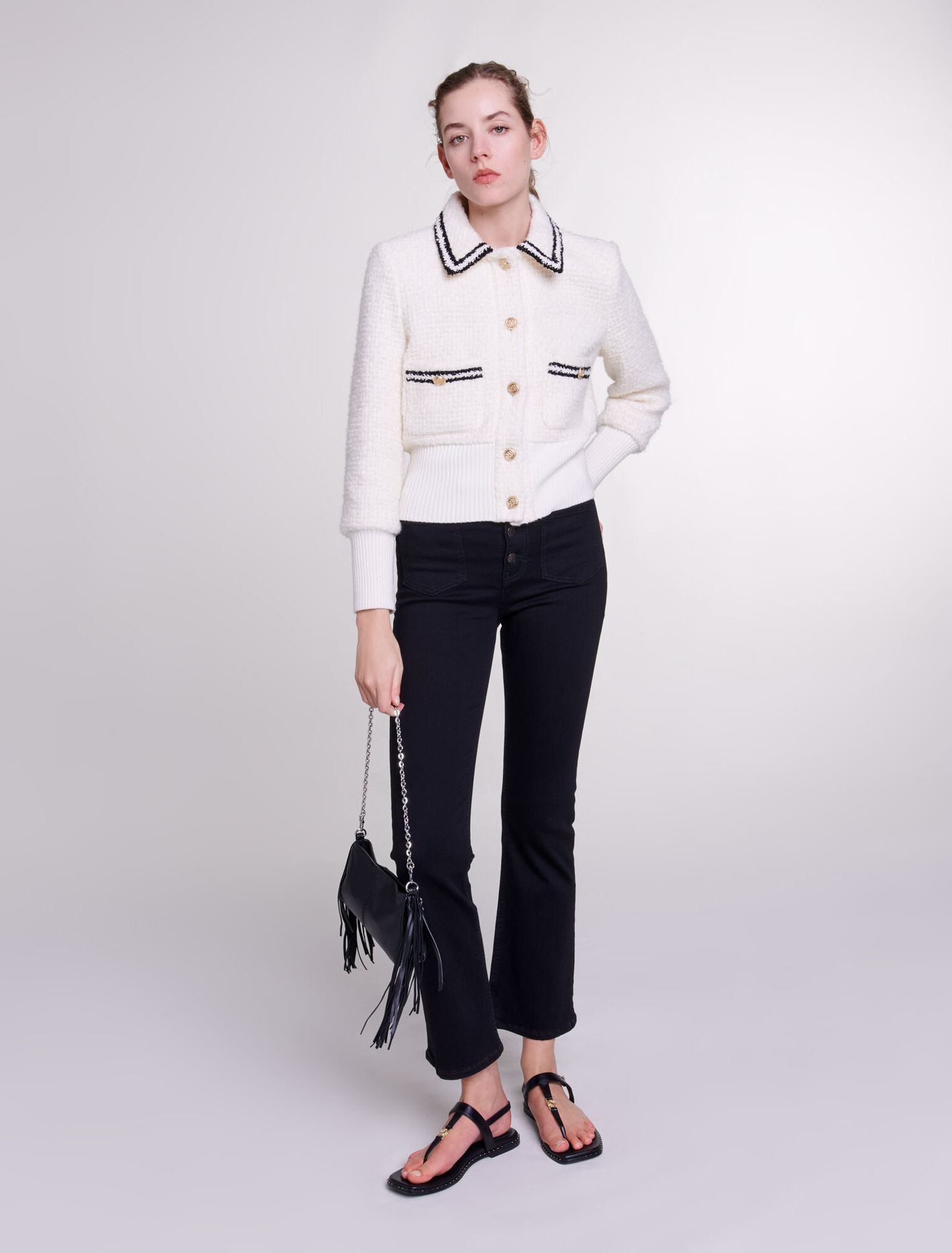 Giubbotto stile tweed contrastante