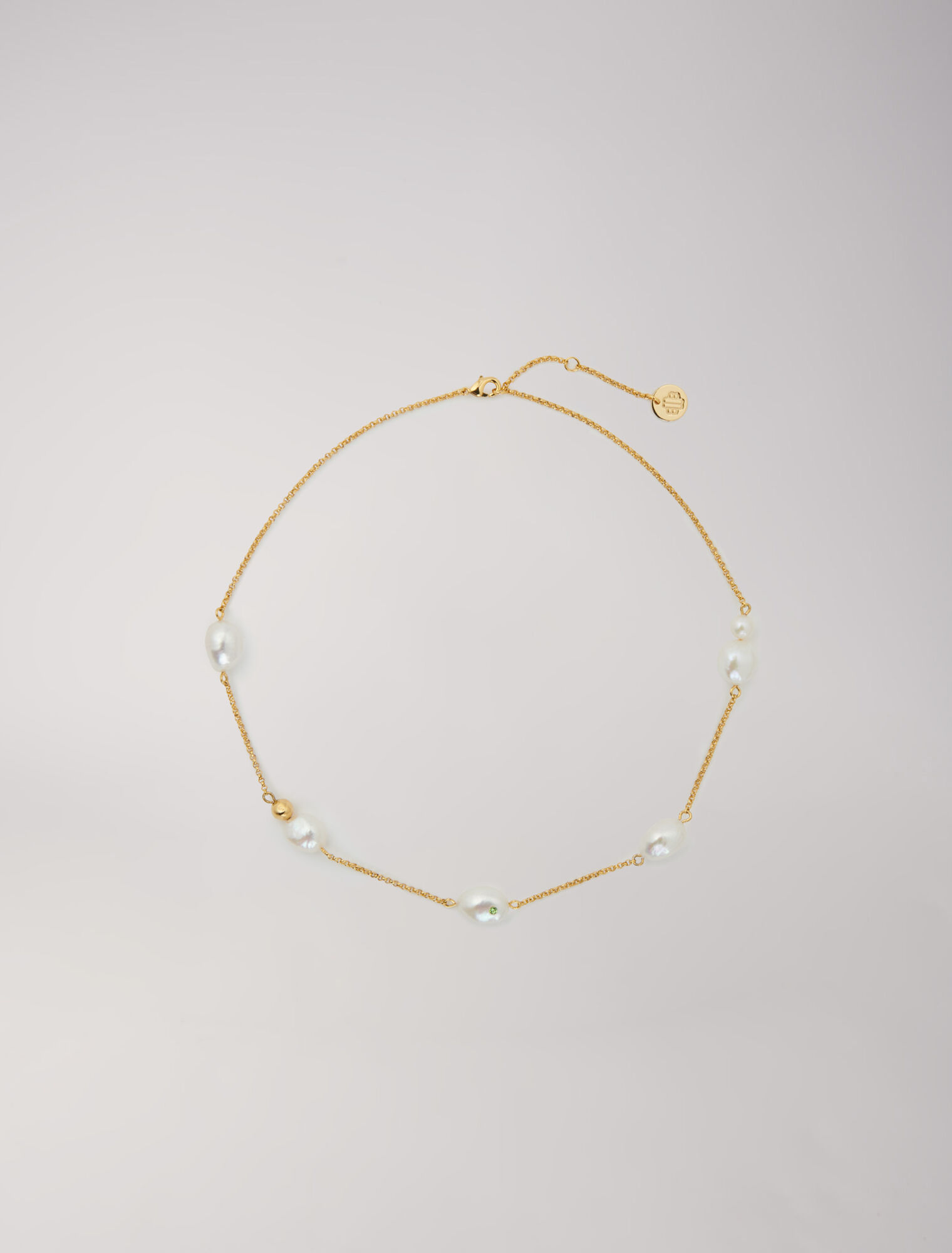 Collana con catena d'oro e perle
