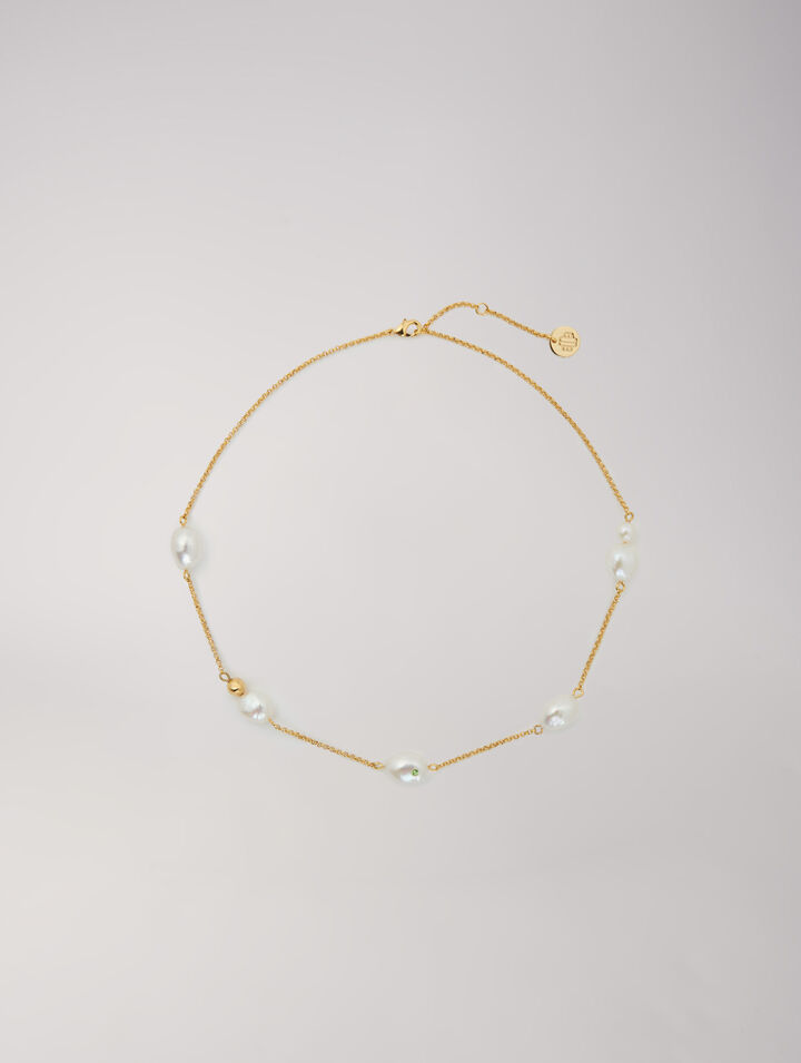 Collana con catena d'oro e perle