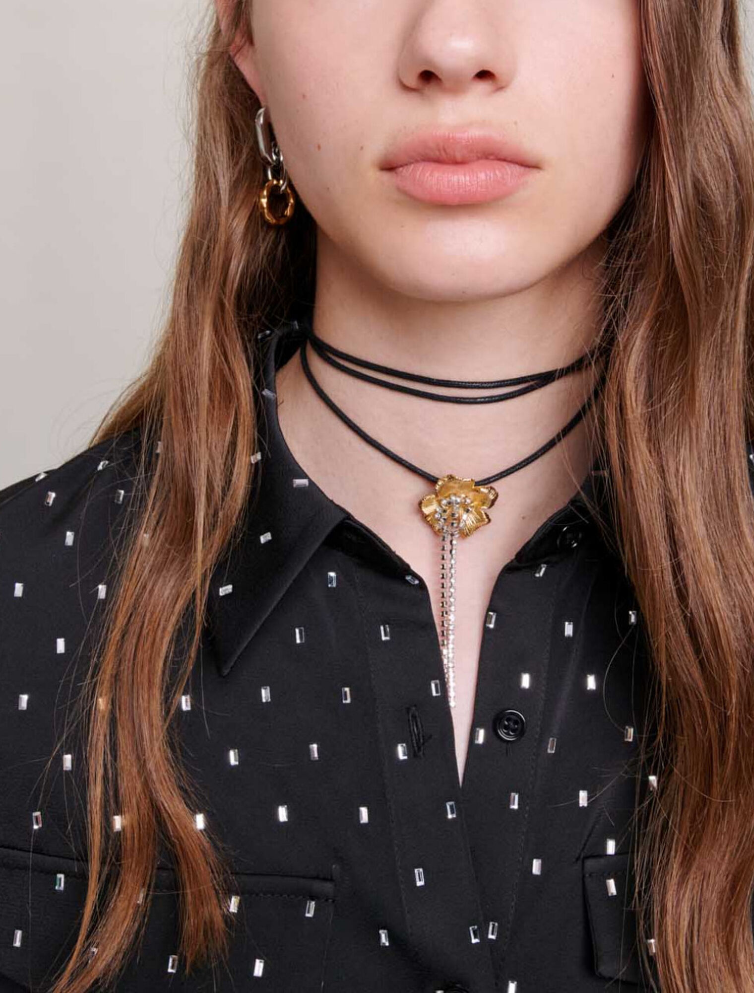 Camicia satinata con strass