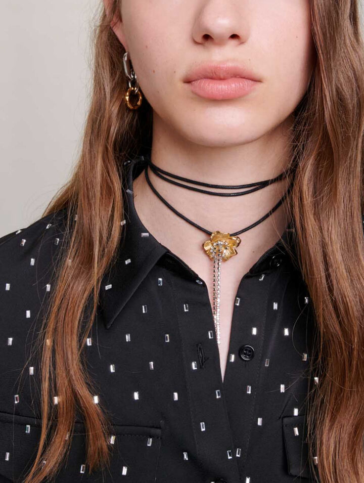 Camicia satinata con strass