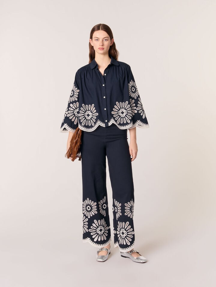 Camicia corta con dettagli crochet