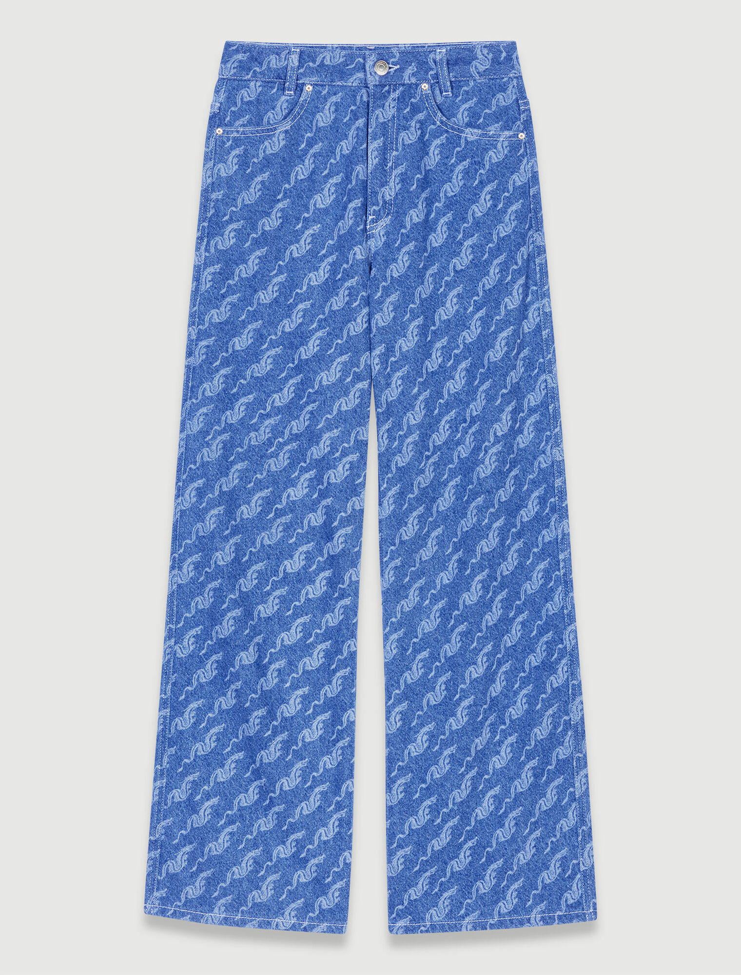 Jeans larghi a fantasia