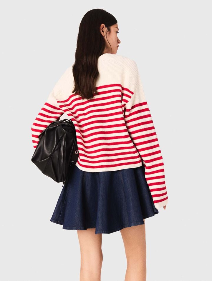 Maglione a righe in maglia a coste