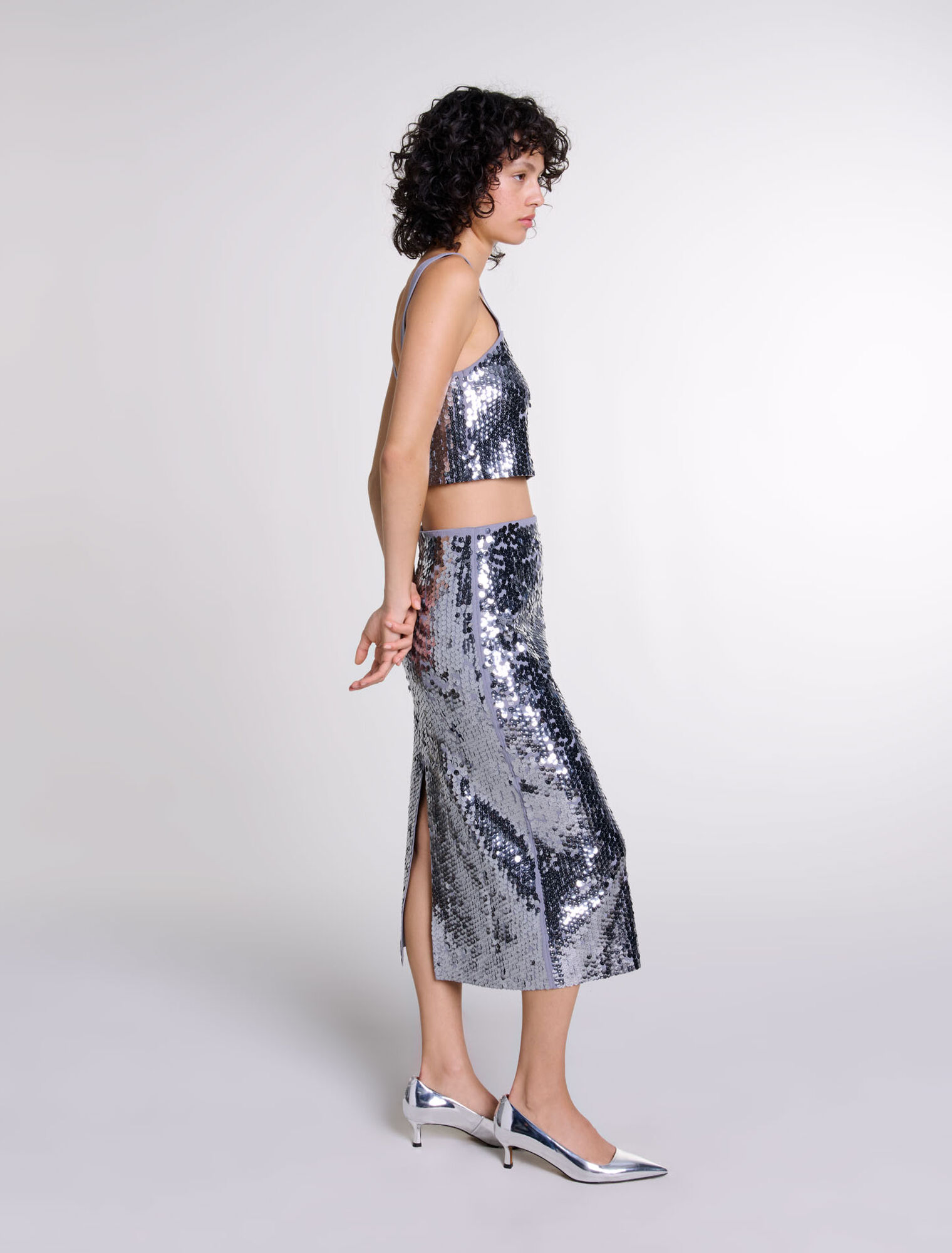 Top in maglia glitterata