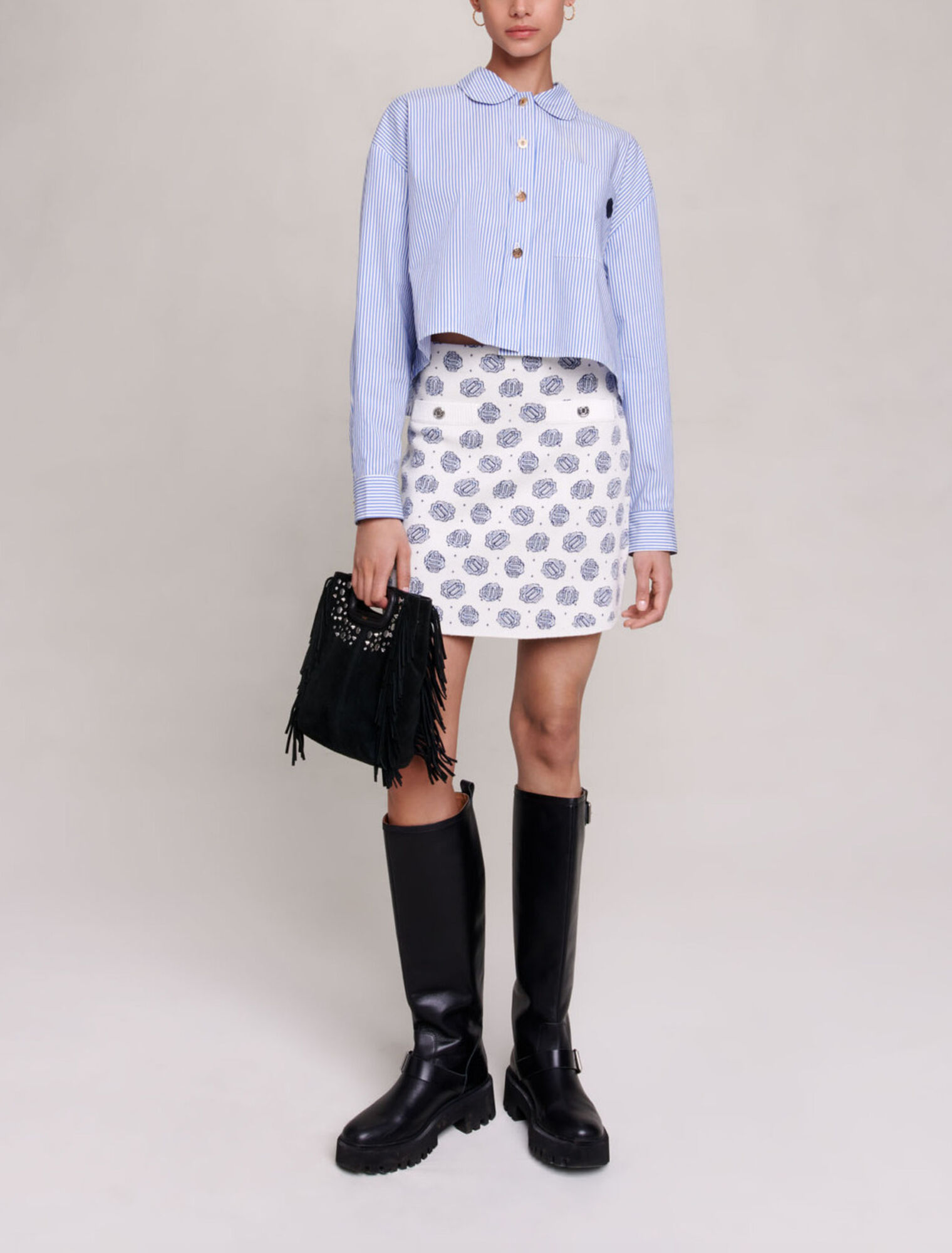 Gonna in maglia con stampa monogramma