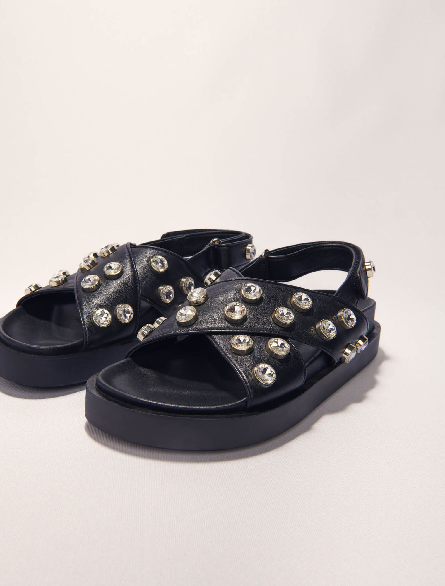 Sandali pelle e strass suola piatta