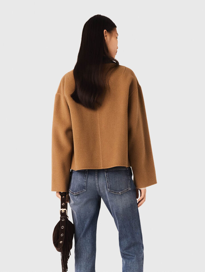 Cappotto double face collo in pelle