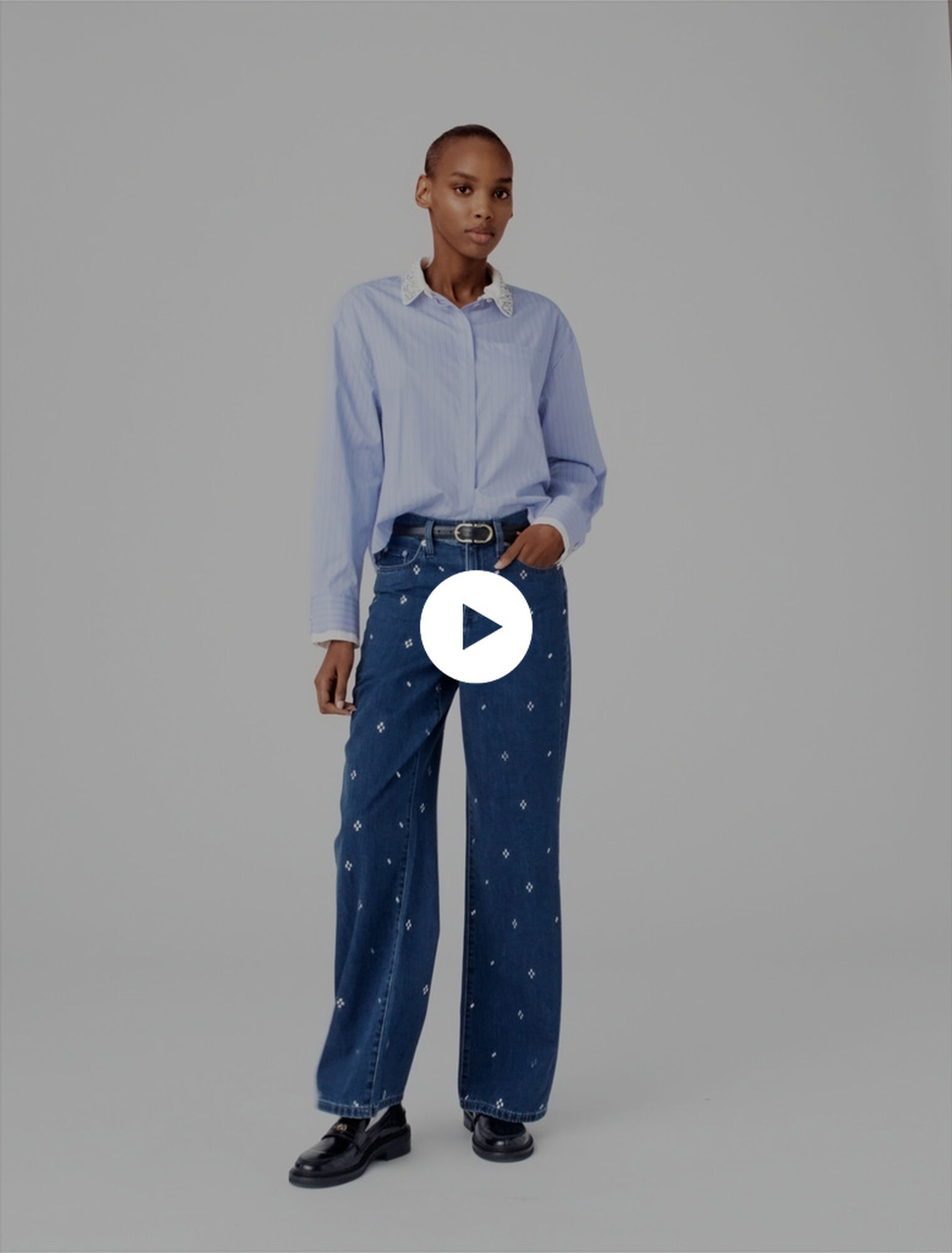 Jeans larghi con strass