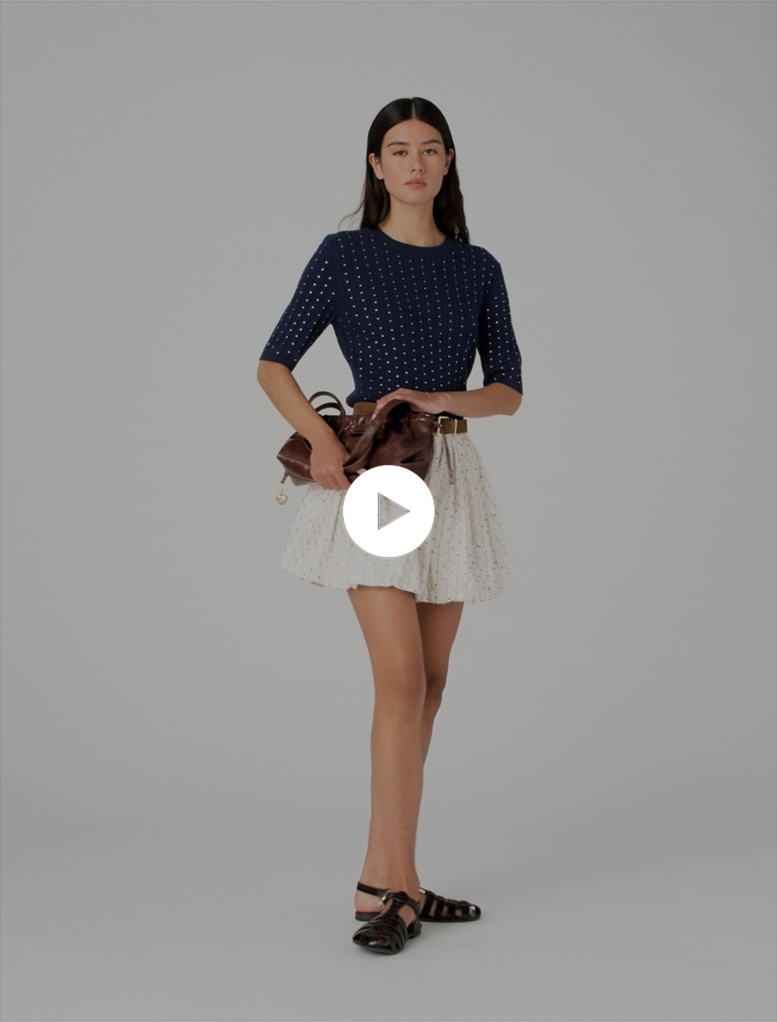Pullover girocollo con strass