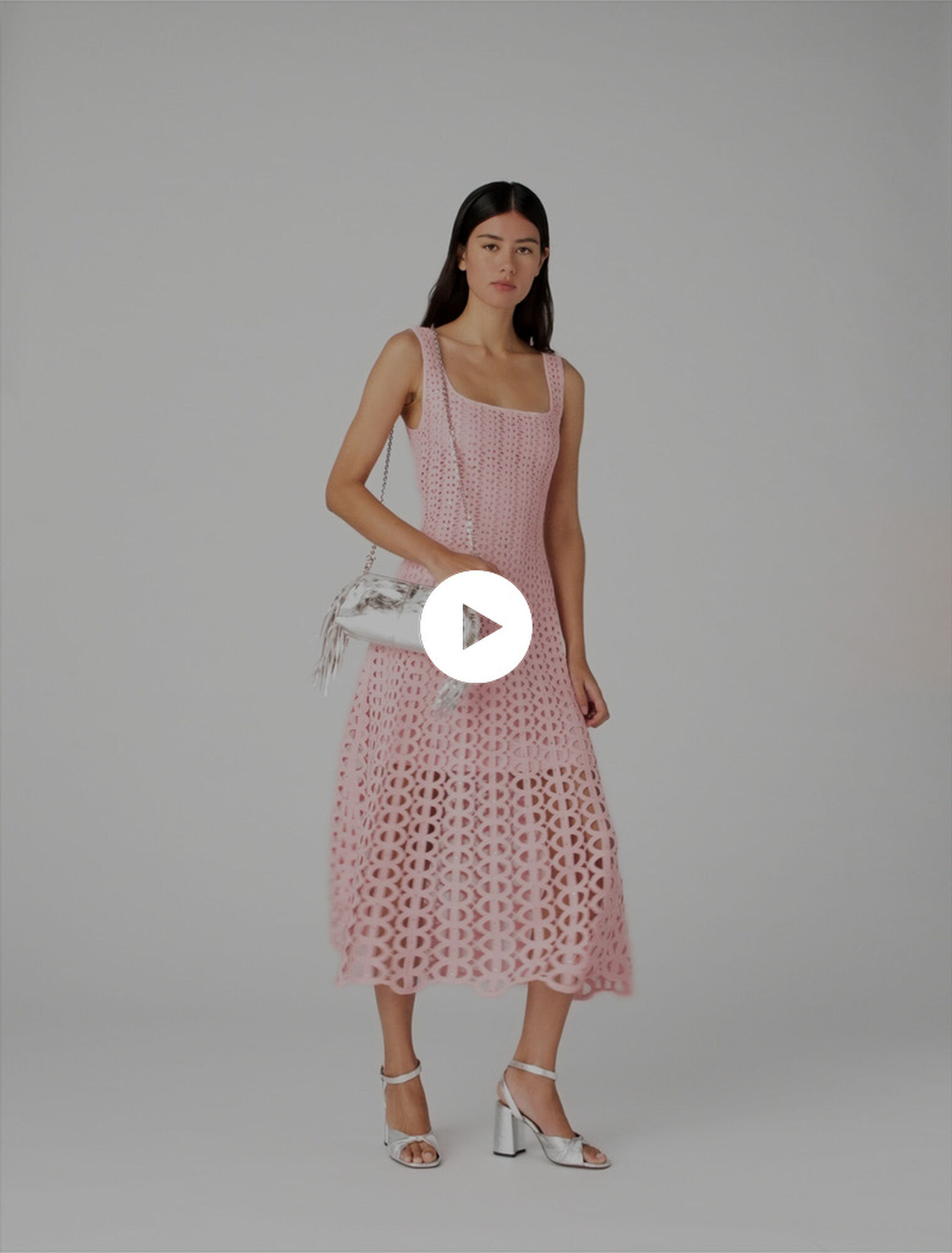 Abito midi in crochet glitterato