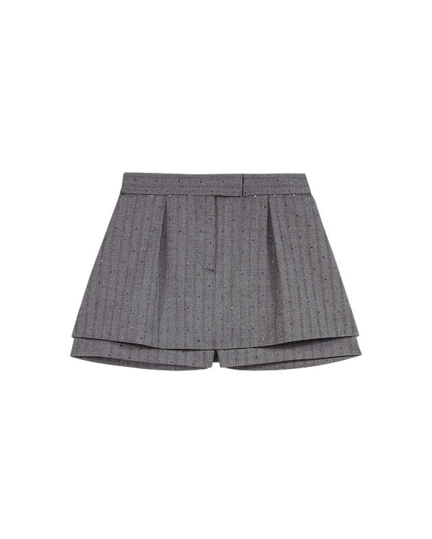 Shorts trompe l'œil tailleur strass