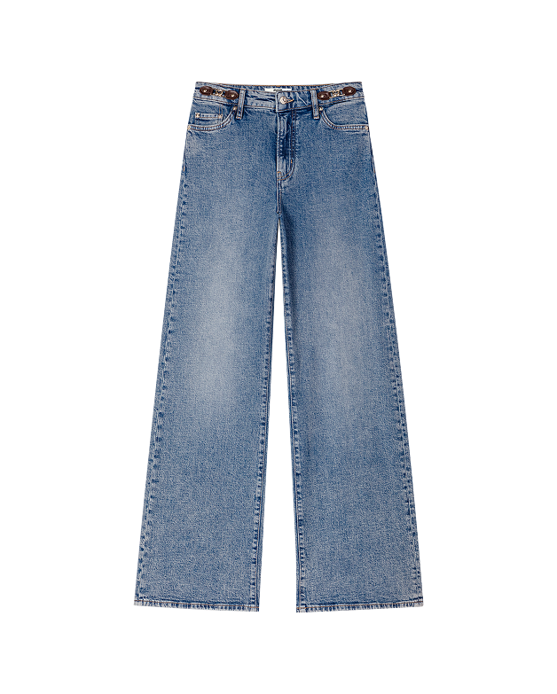 Jeans ampi con passanti in pelle