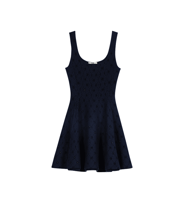 Abito corto svasato in jacquard