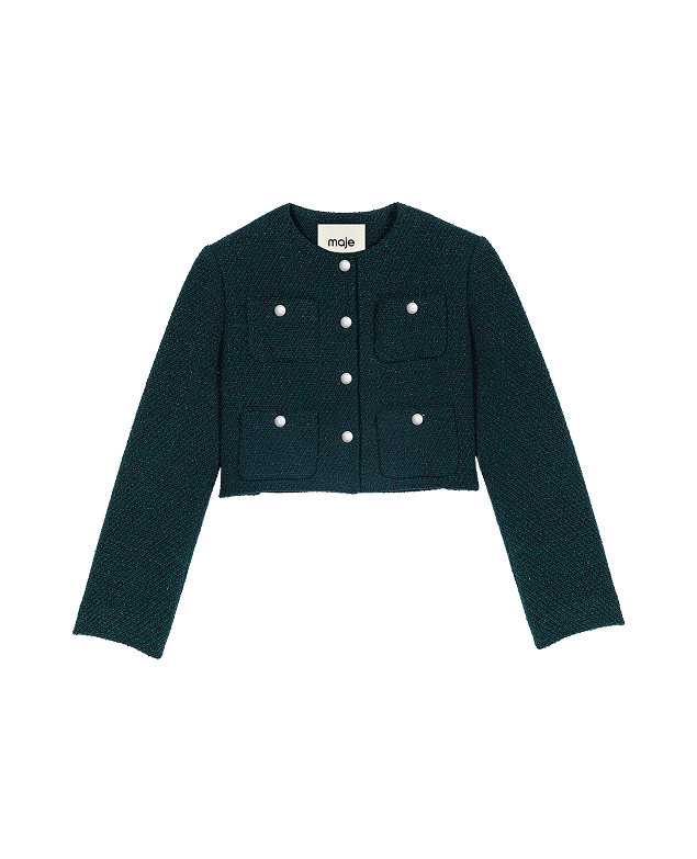 Giacca in tweed con passamanerie a frange