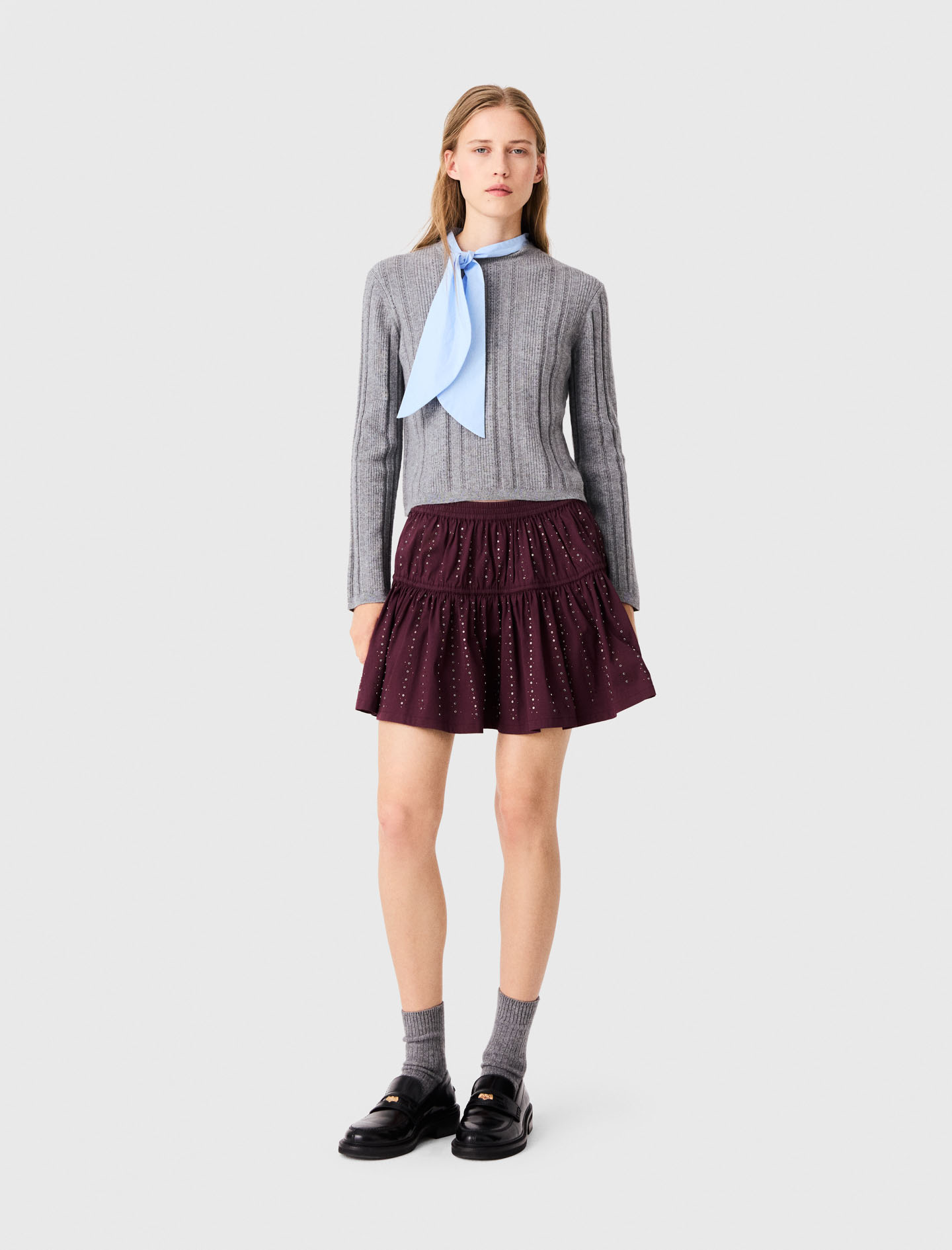 Pull Collo Rimovibile In Popeline - Grigio - Taglia 38 - Maje