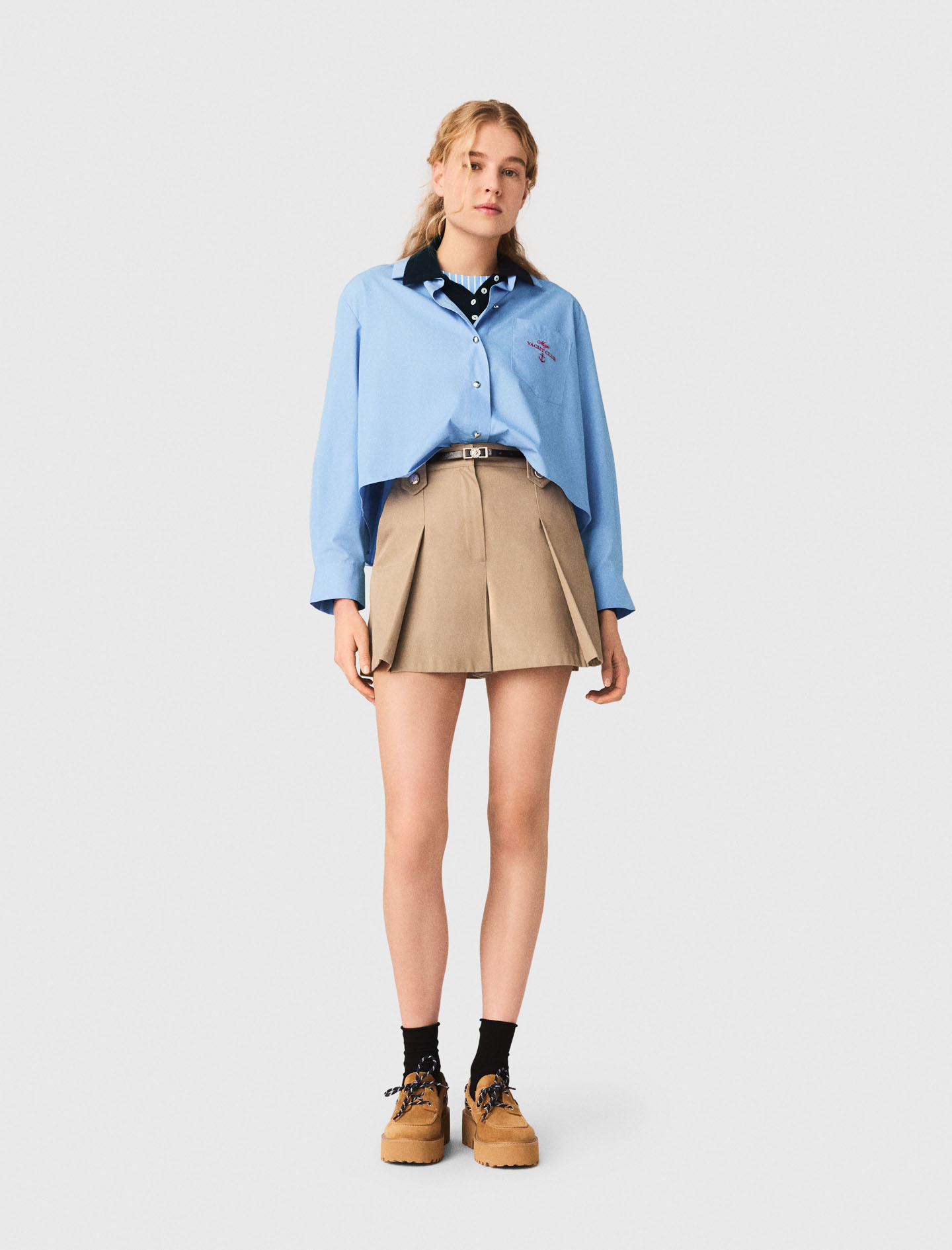 Shorts Con Pieghe In Cotone - Beige Stucco - Taglia 42 - Maje