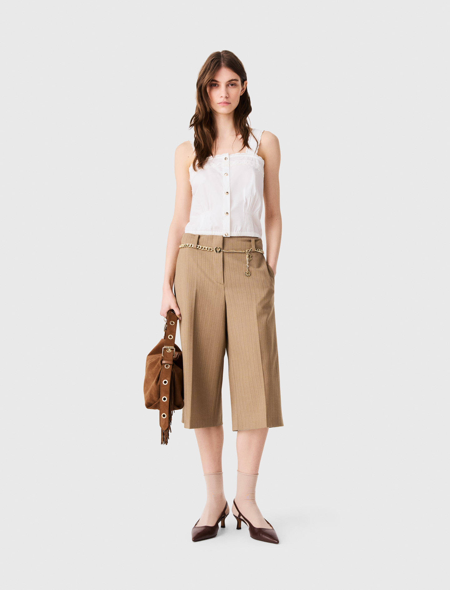 Bermuda Da Tailleur Con Pieghe - Beige - Taglia 40 - Maje