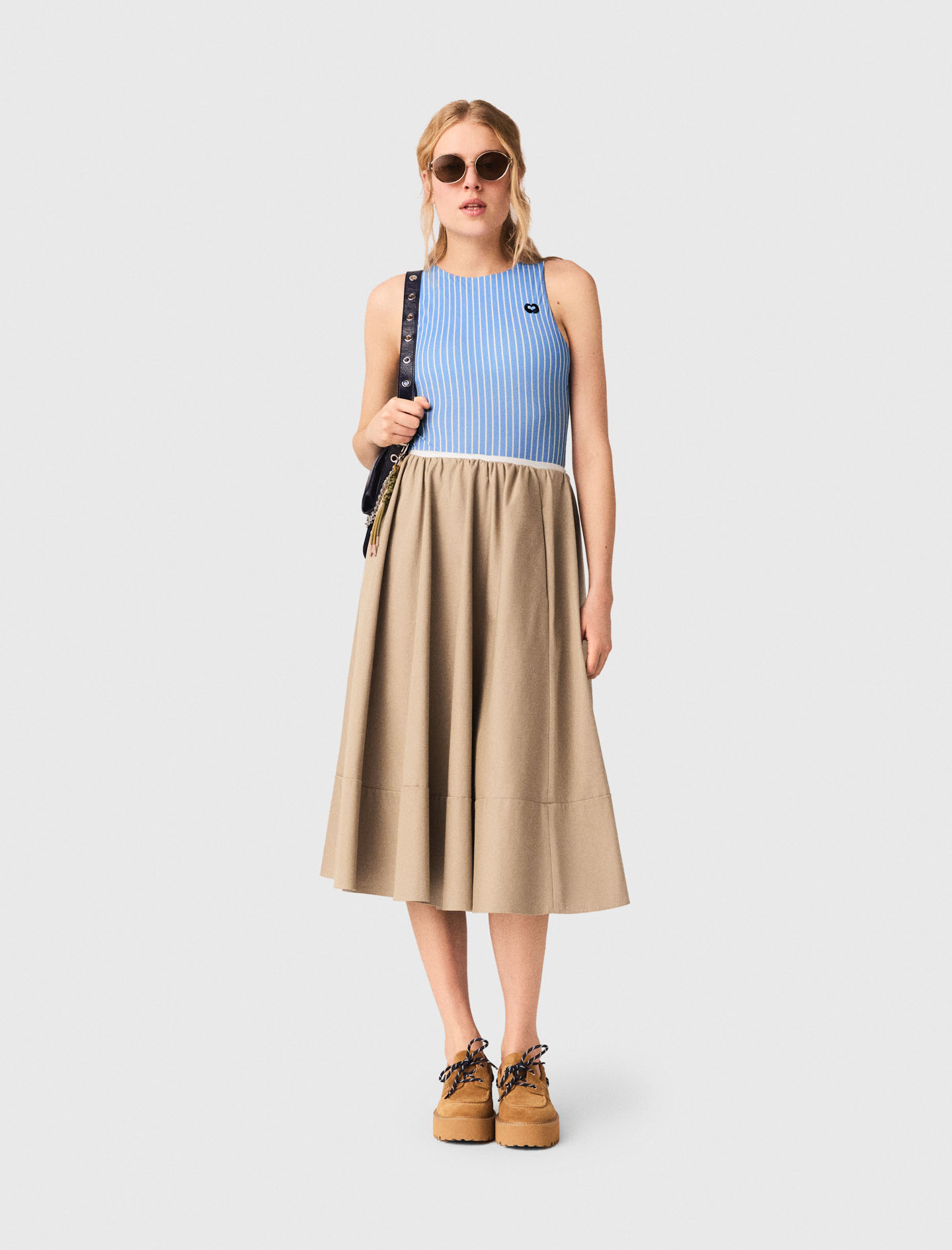 Gonna Midi In Cotone - Beige Stucco - Taglia 42 - Maje
