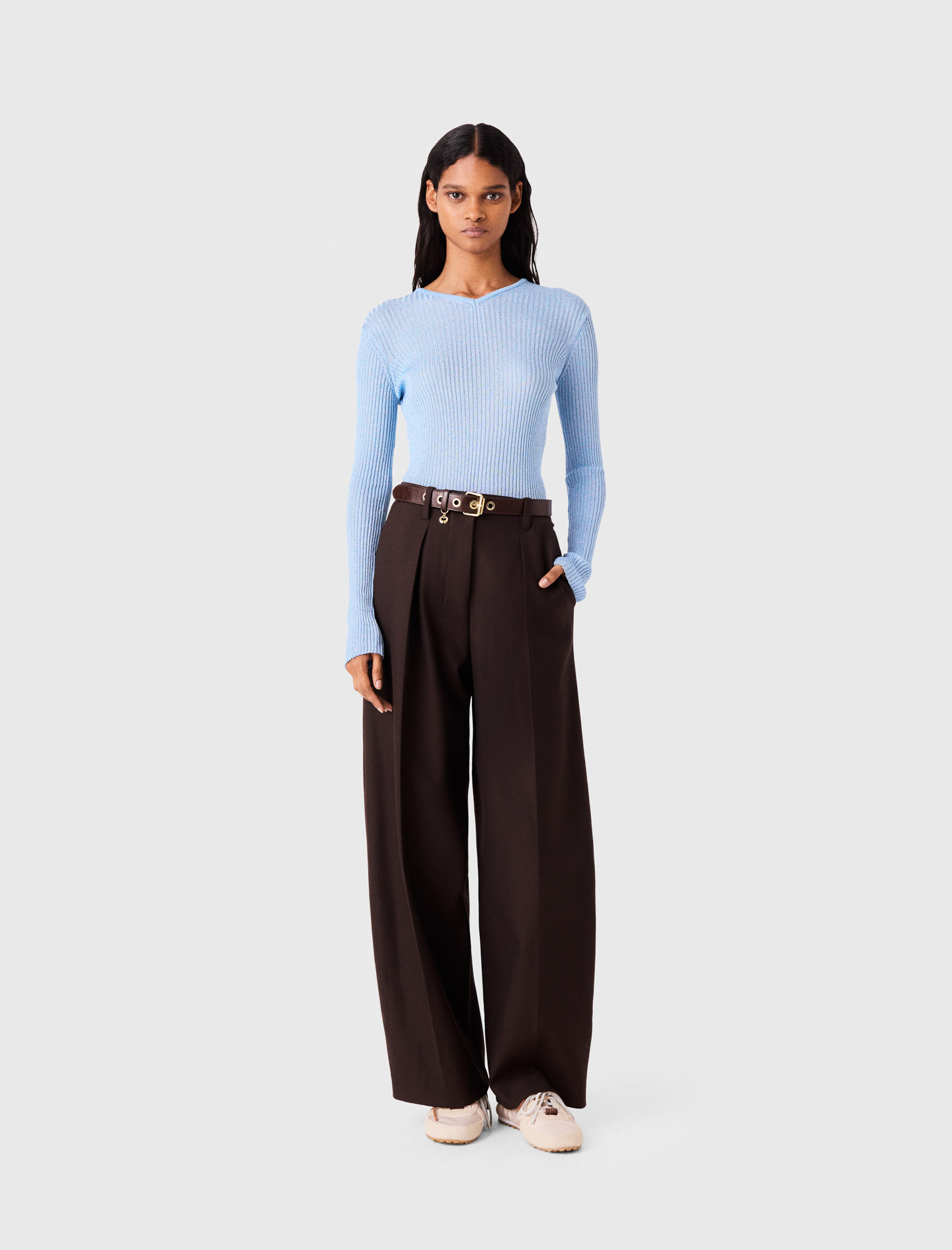Pullover In Maglia Lurex - Celeste - Taglia 44 - Maje