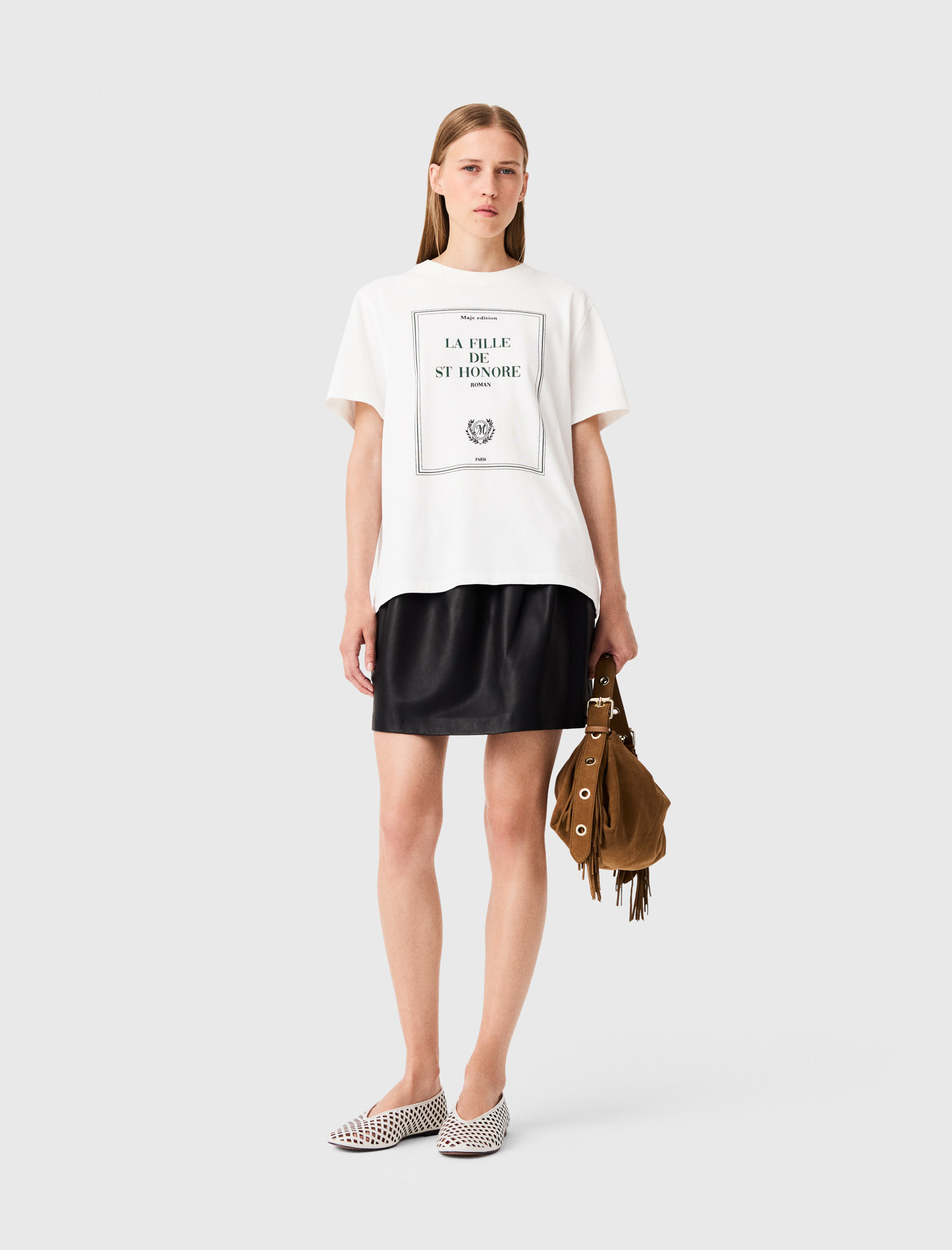 T-shirt Oversize Con Stampa - Bianco - Taglia 38 - Maje