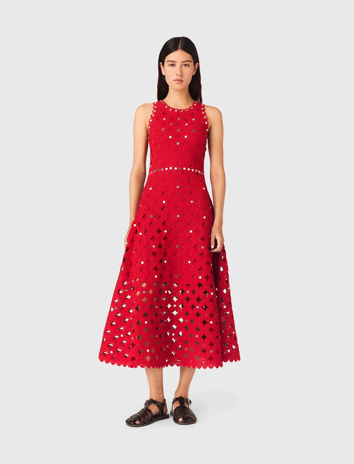 Abito In Crochet Con Specchietti - Rosso - Taglia 40 - Maje
