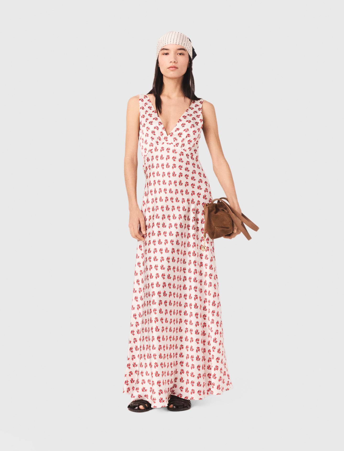 Abito In Seta Con Stampa - Rouge Petites Fleurs Print - Taglia 46 - Maje